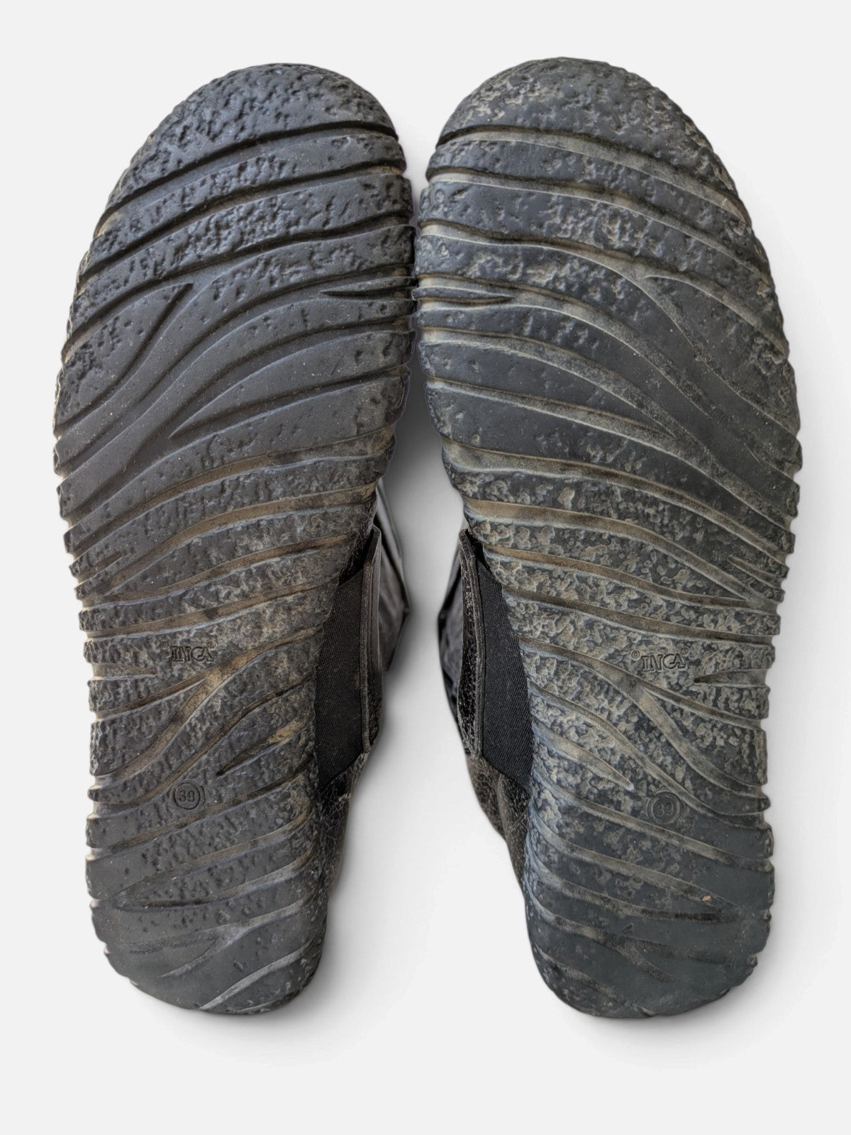 Distressed leather O-ring high boots (2000s)