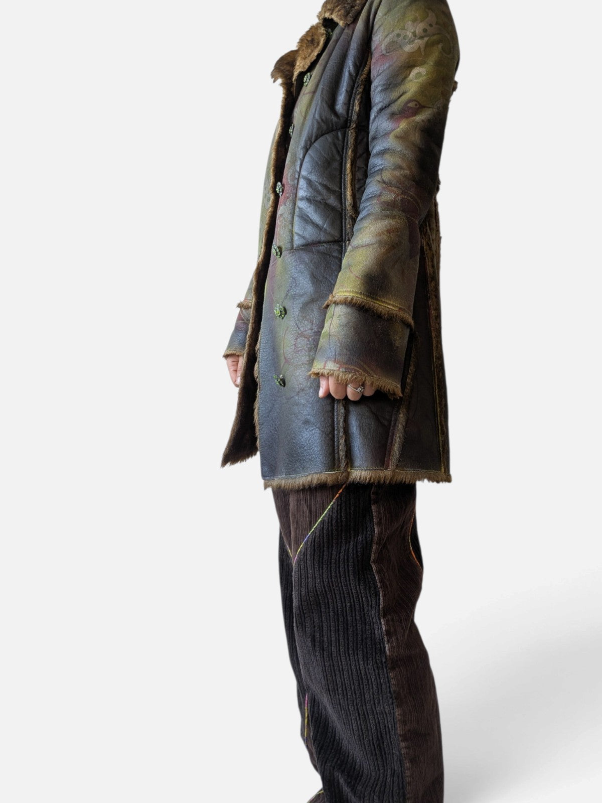 Custo Barcelona printed shearling coat (2000s)