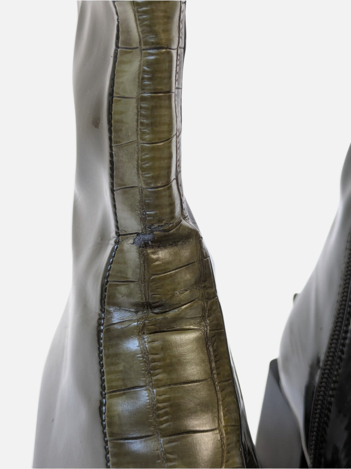 Glossy block heel ankle boots (2000s)