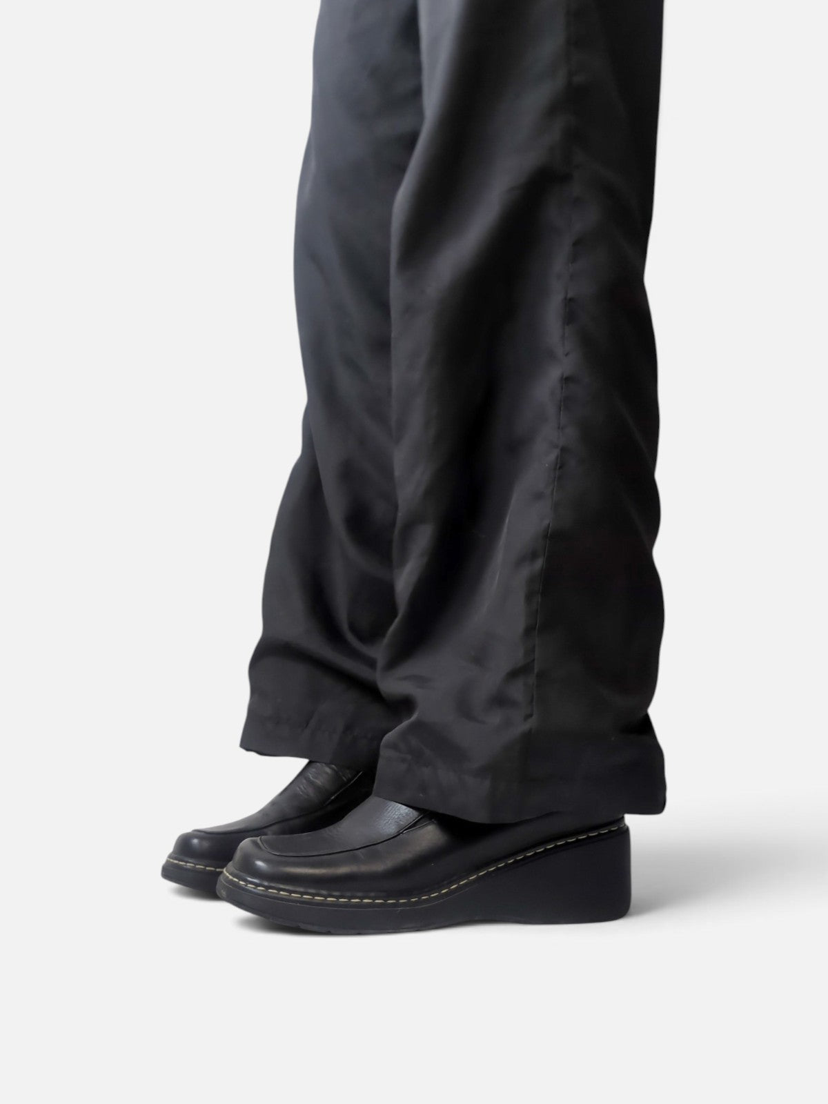 Black square toe wedge loafers (2000s)