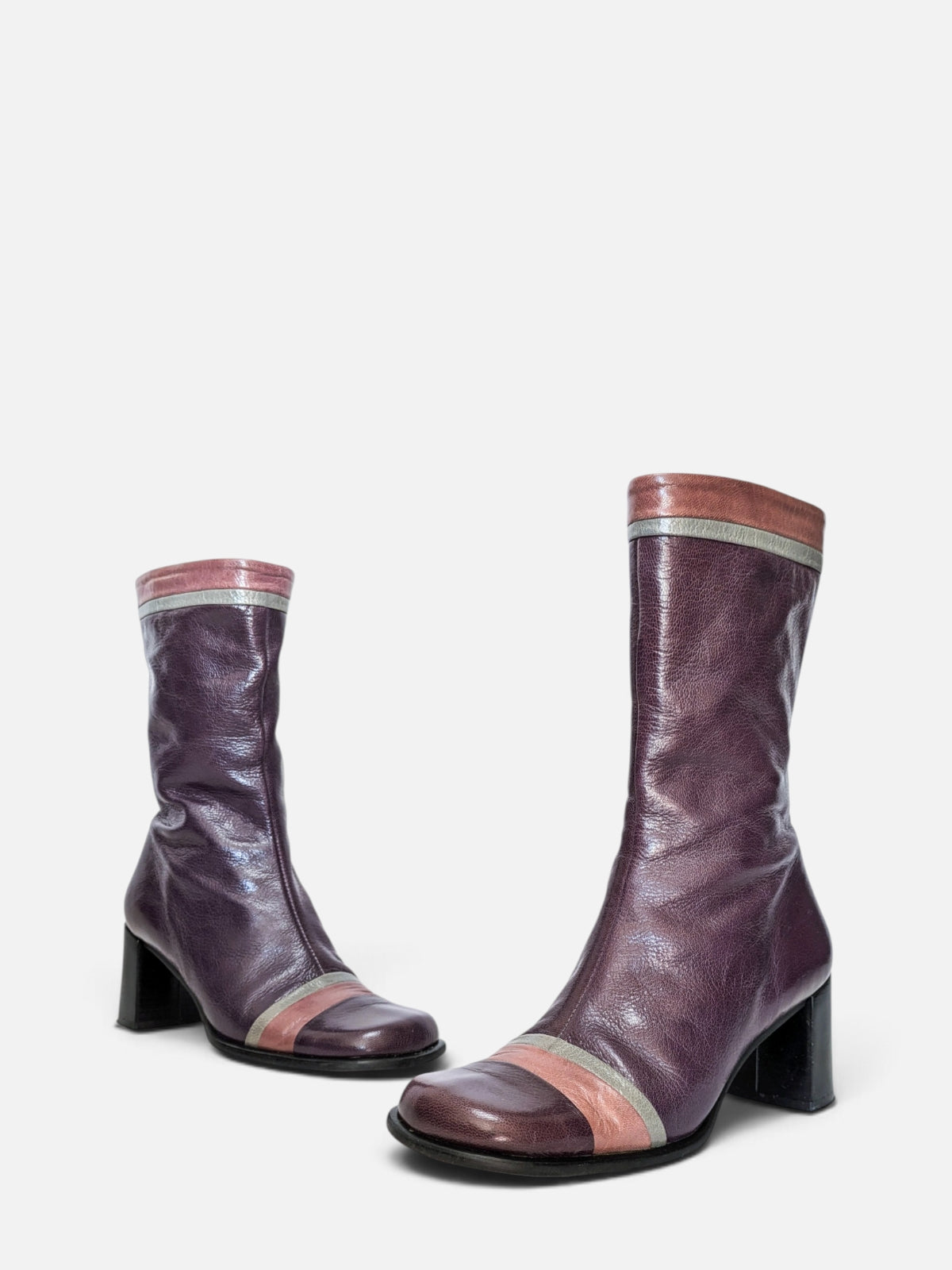 Vintage plum leather boots (90s)