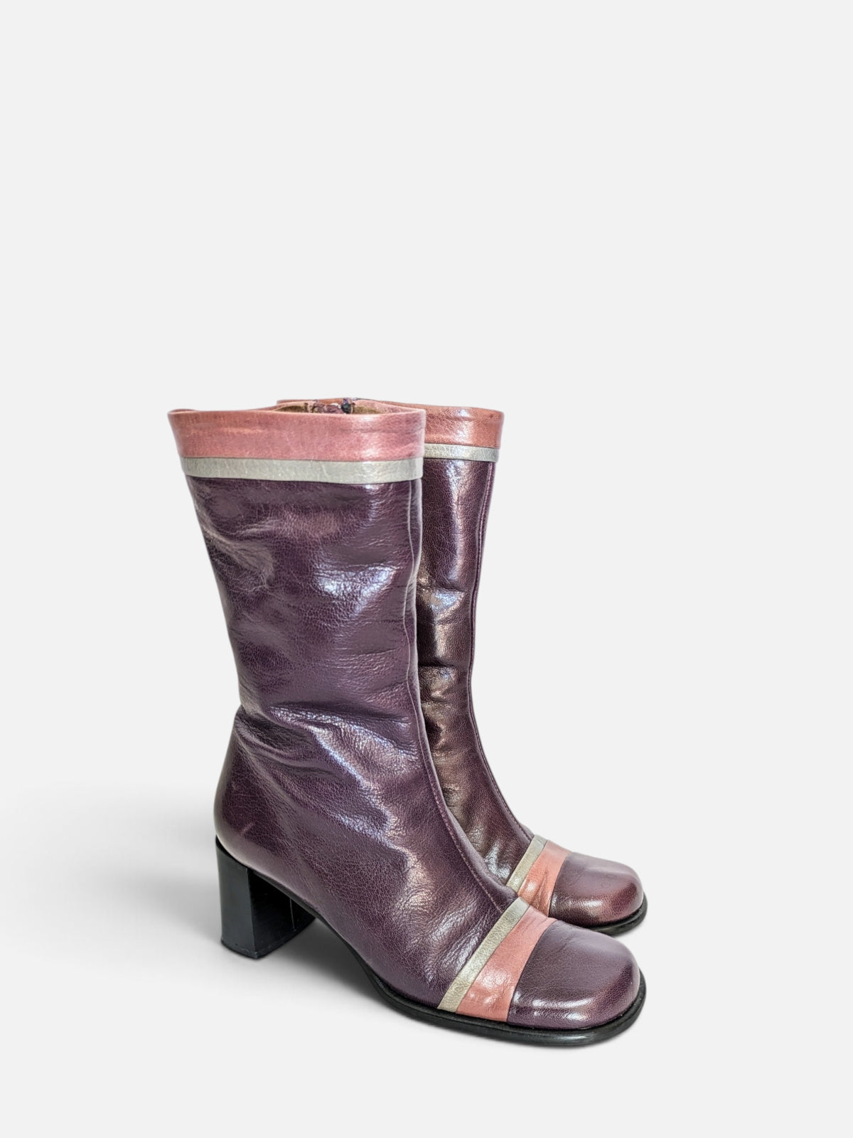 Vintage plum leather boots (90s)
