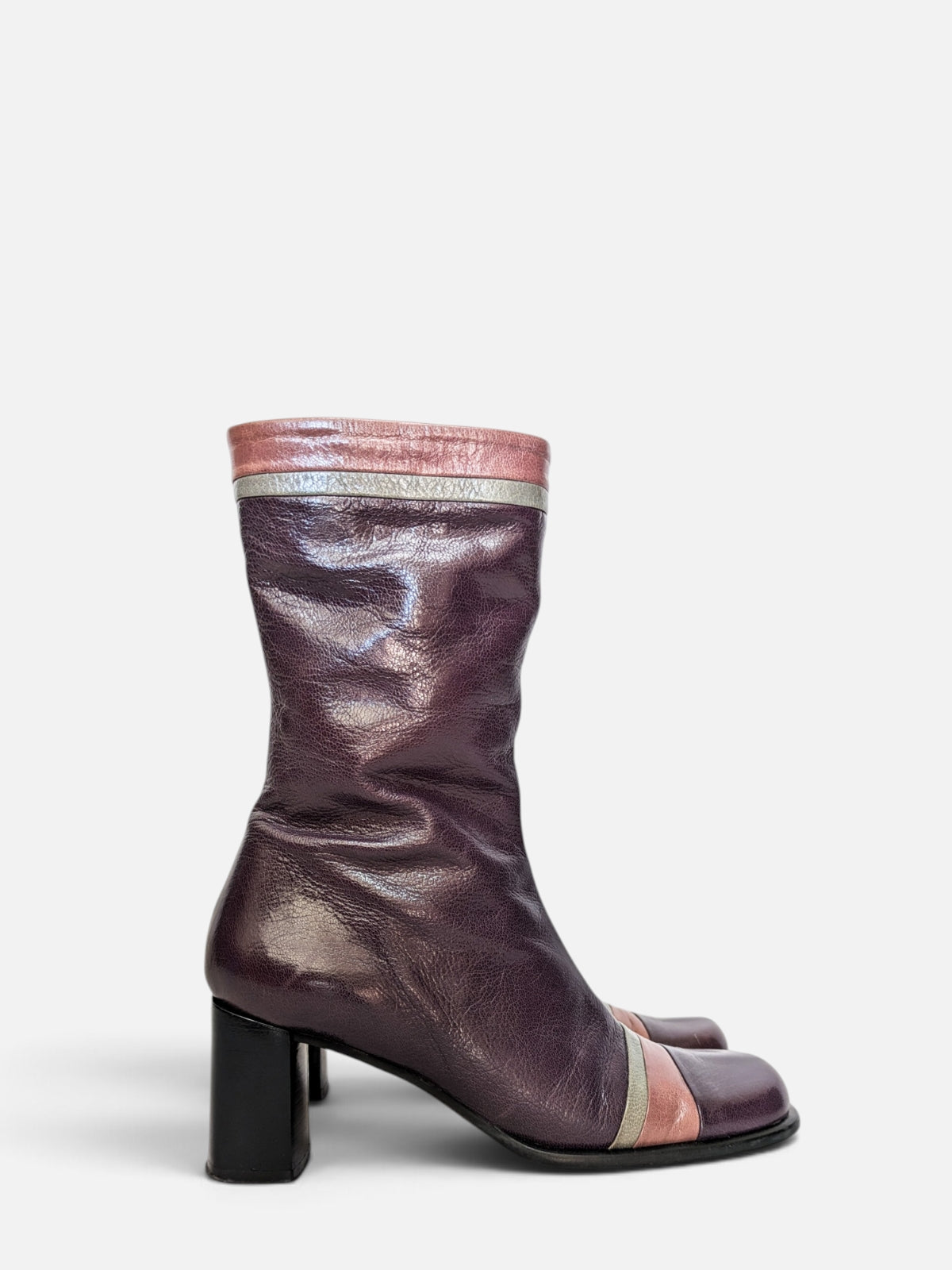 Vintage plum leather boots (90s)