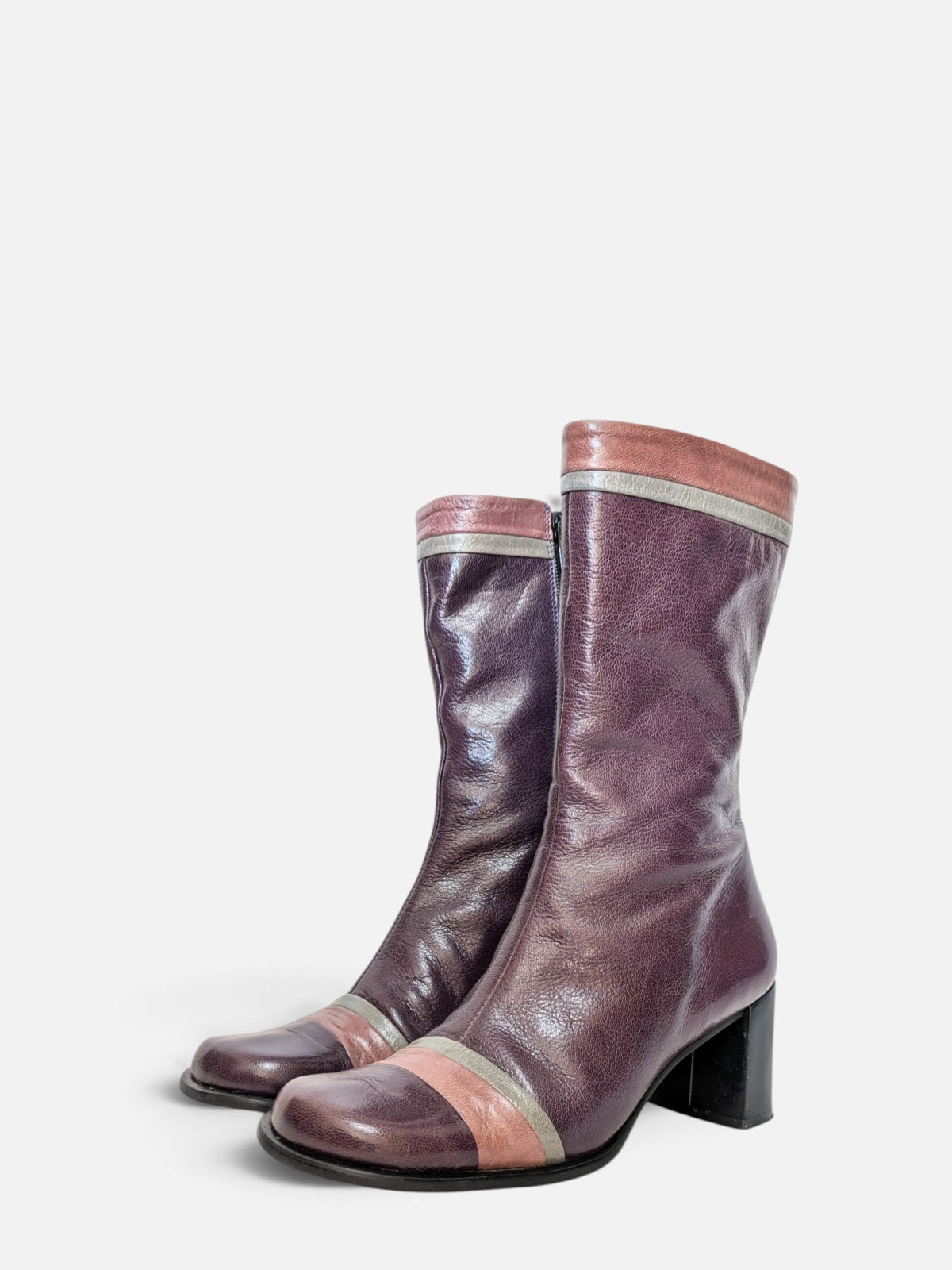 Vintage plum leather boots (90s)