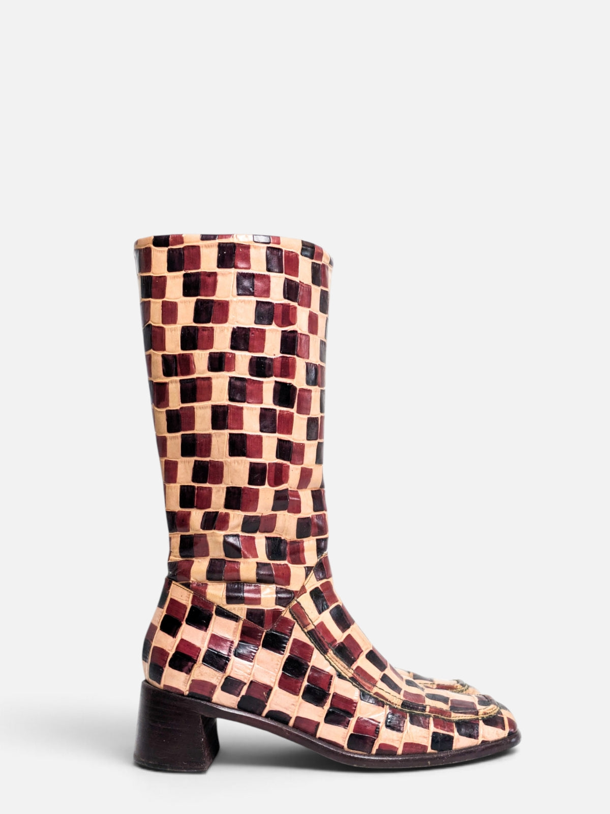 Anna Sui checkered leather boots (90s)