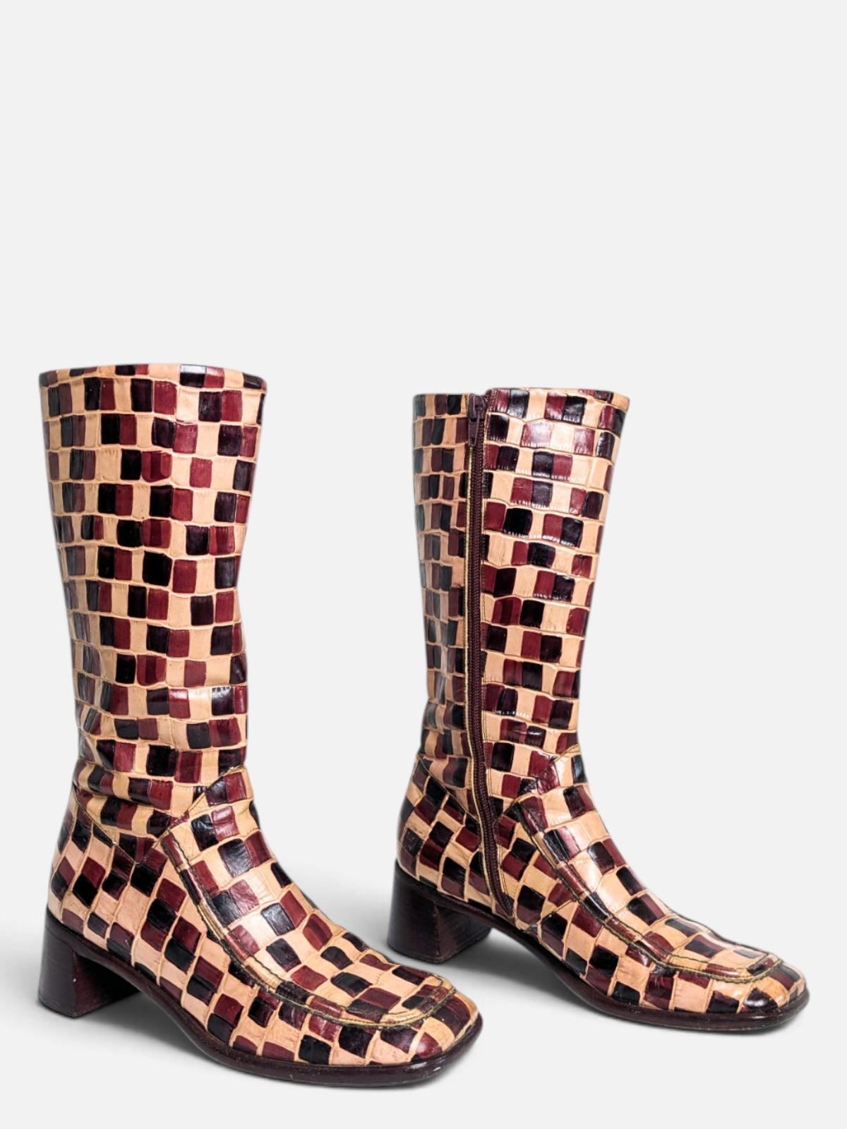 Anna Sui checkered leather boots (90s)