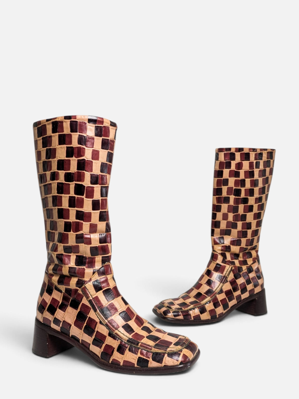 Anna Sui checkered leather boots (90s)