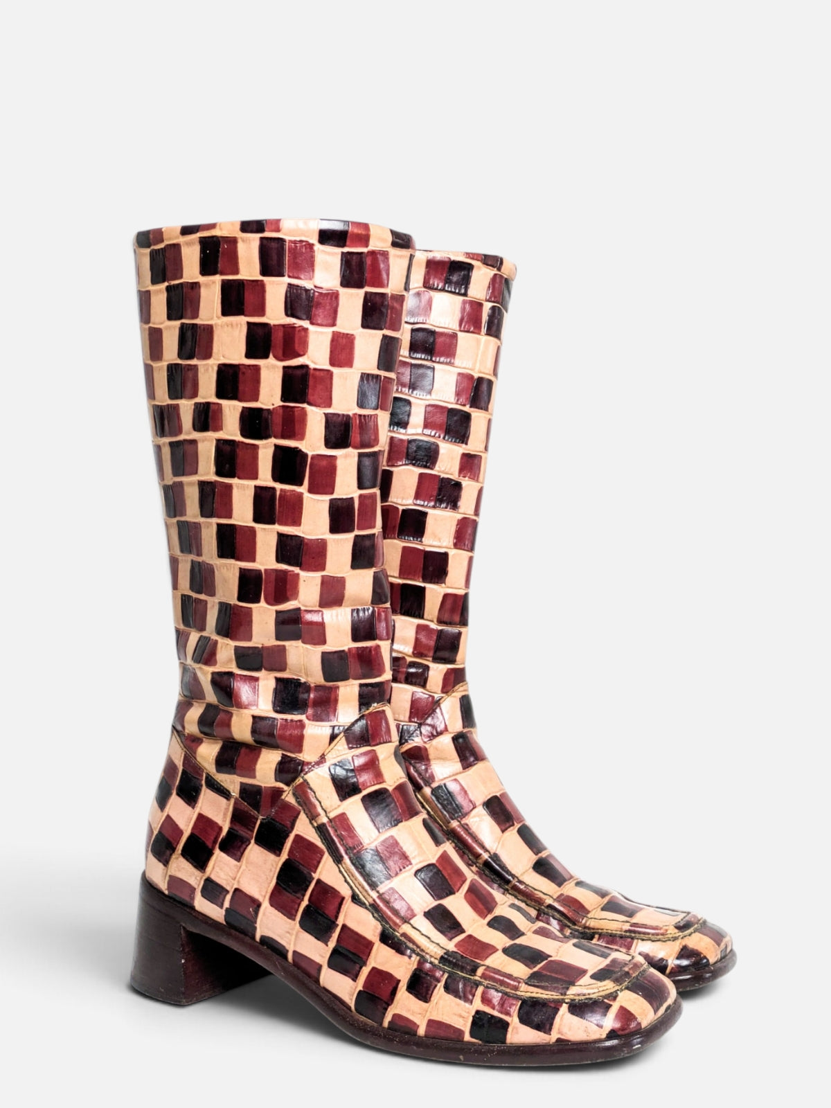 Anna Sui checkered leather boots (90s)
