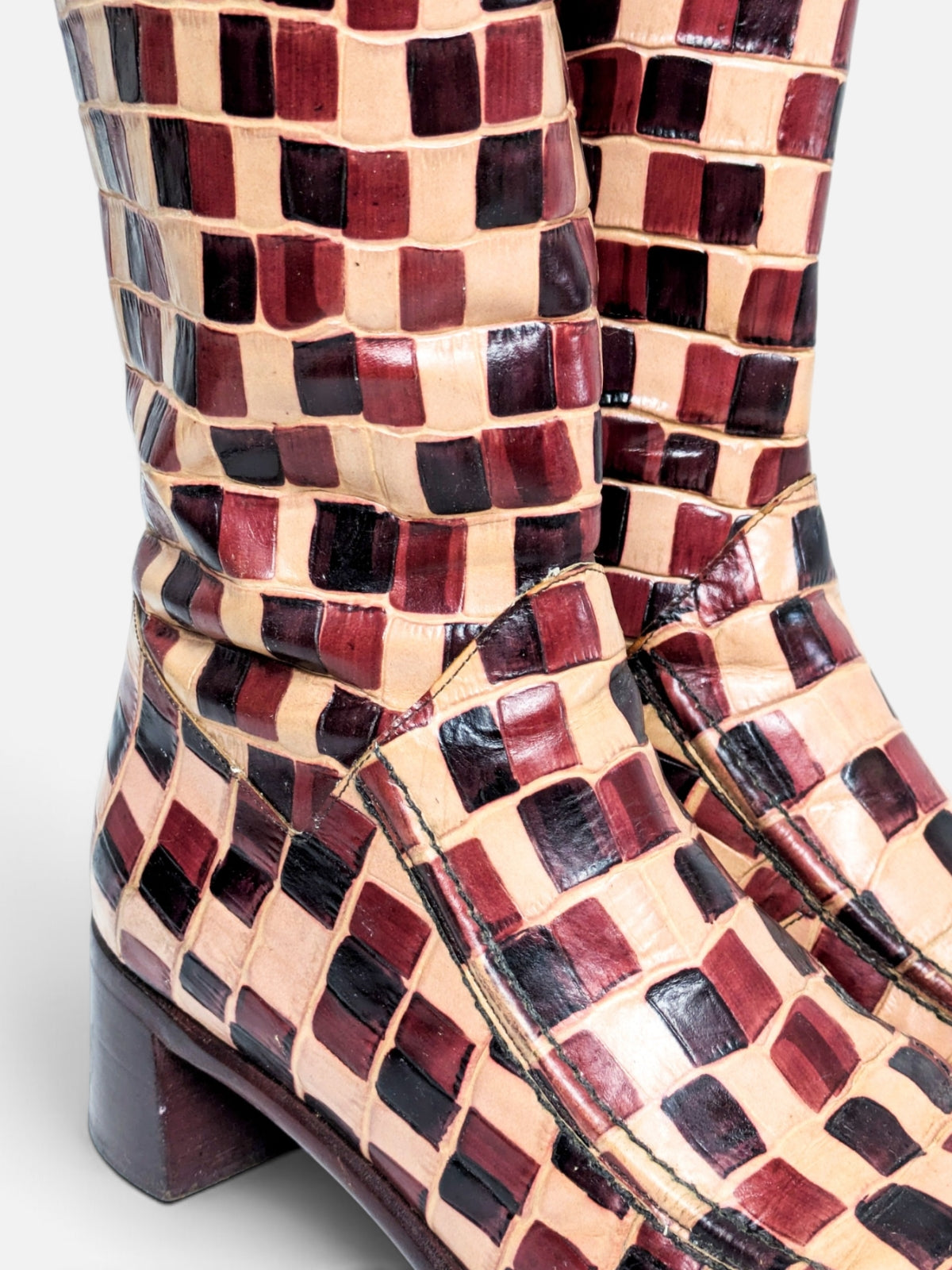 Anna Sui checkered leather boots (90s)