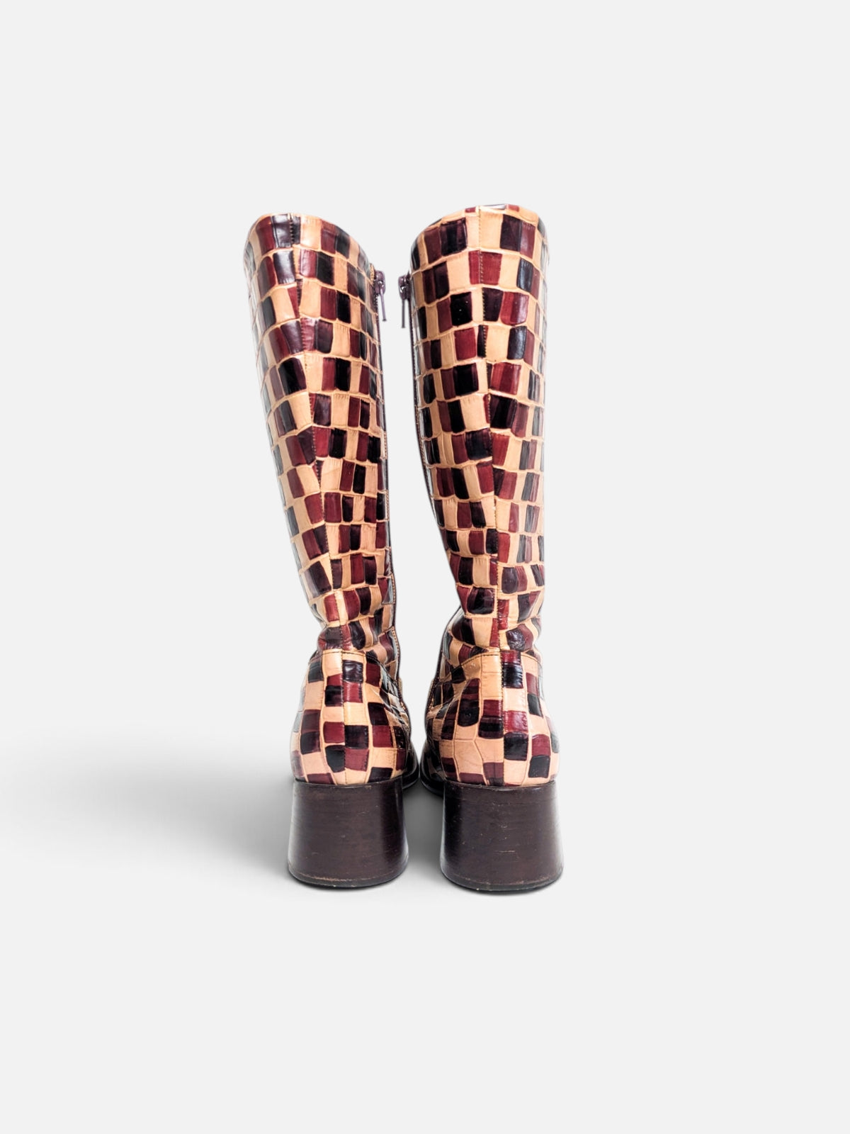 Anna Sui checkered leather boots (90s)