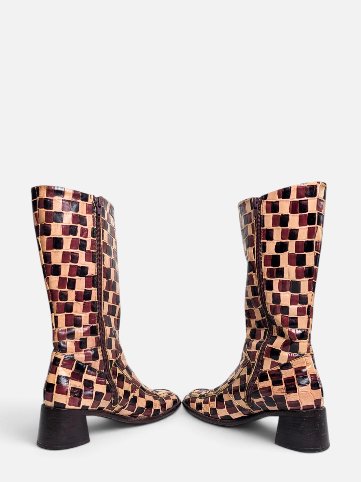 Anna Sui checkered leather boots (90s)