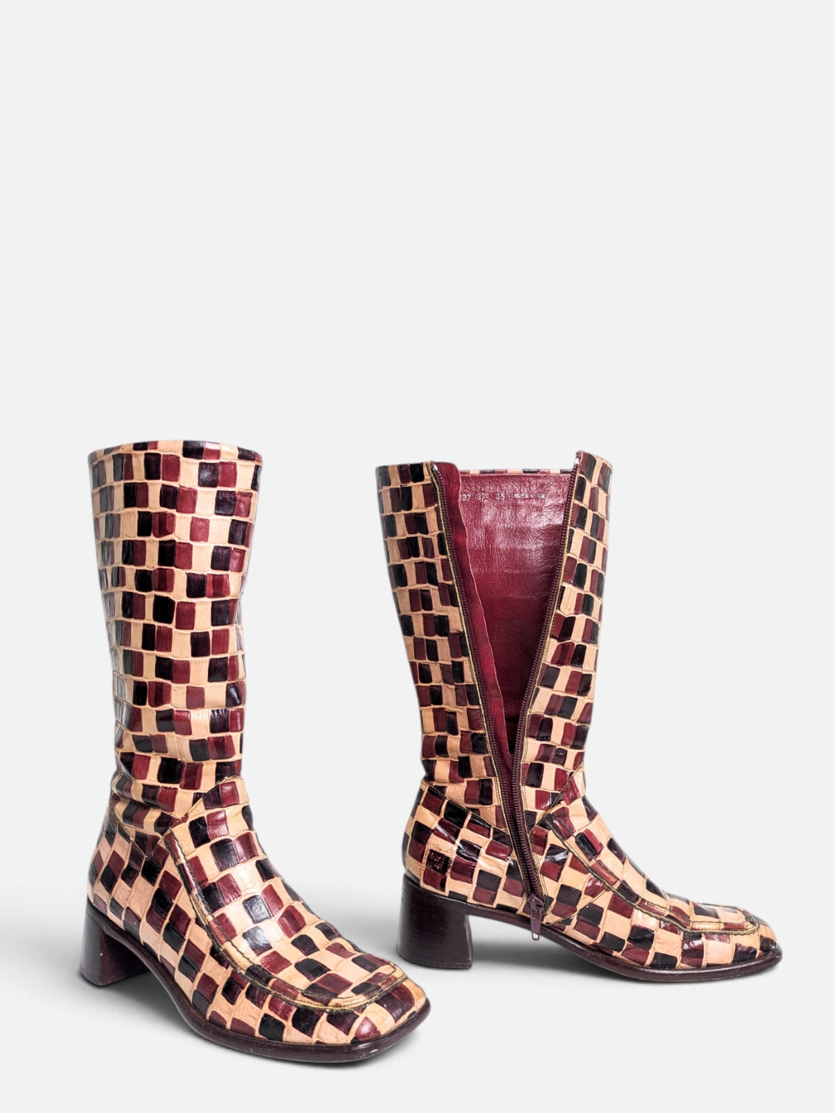 Anna Sui checkered leather boots (90s)