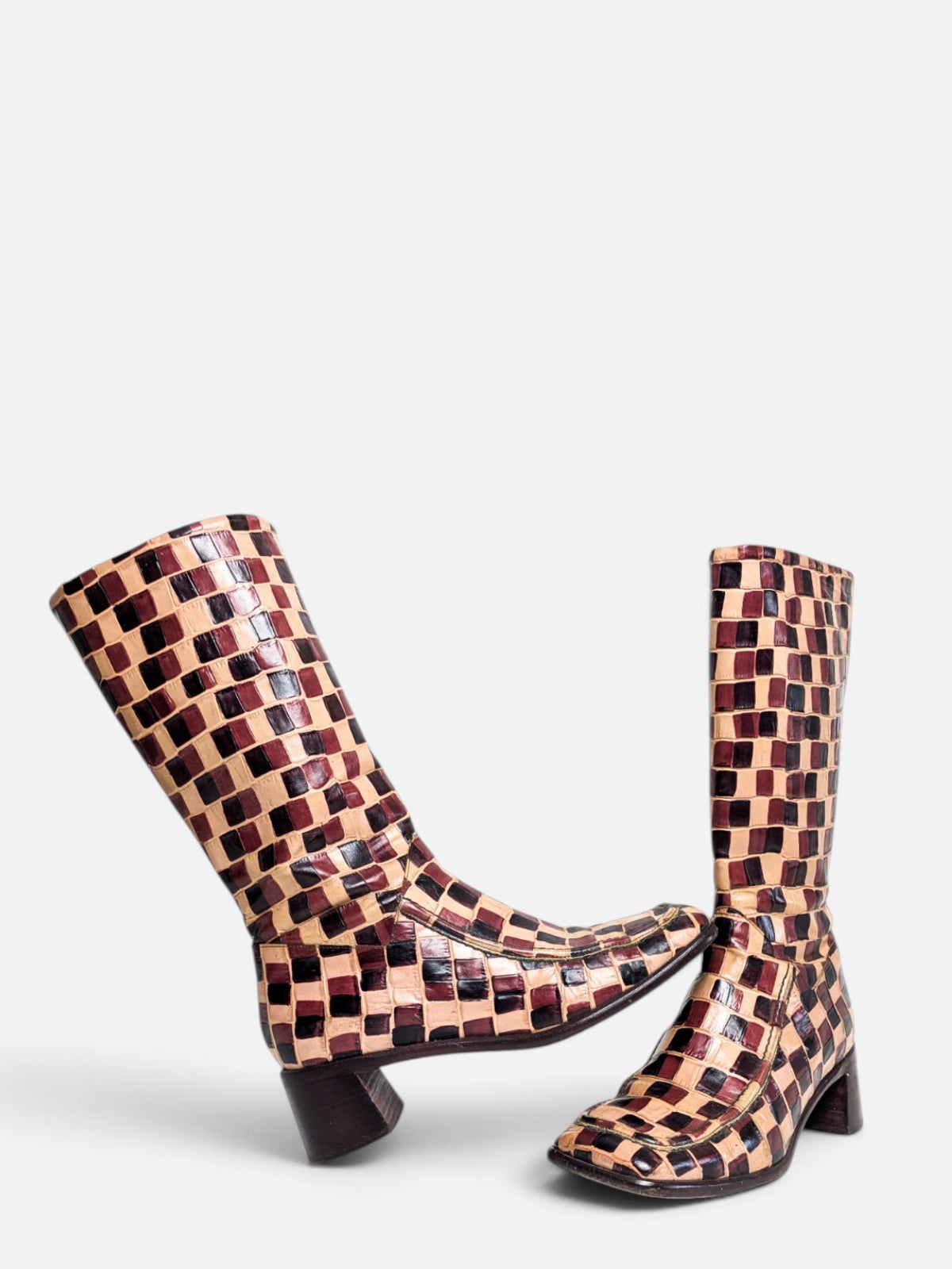 Anna Sui checkered leather boots (90s)