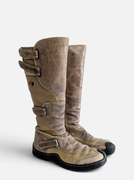 Vintage cyber multi-strap leather boots (2000s)