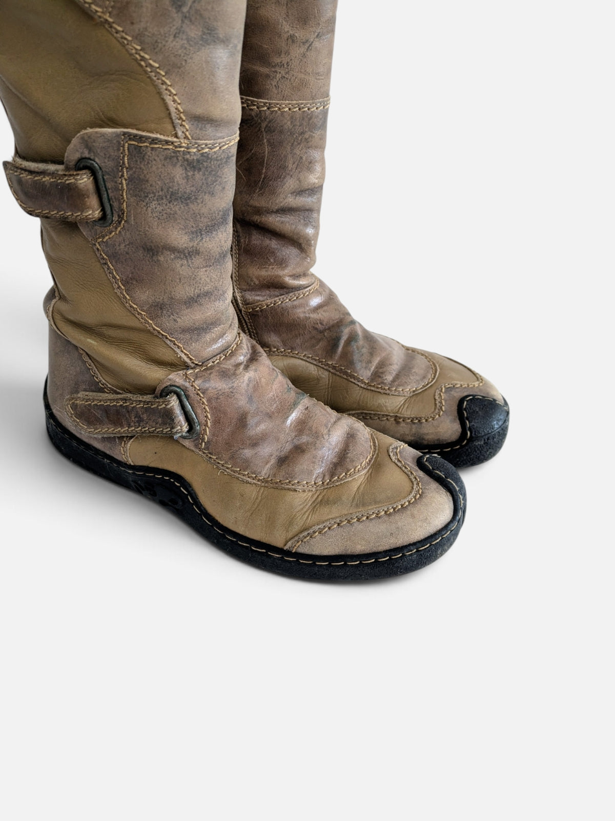 Vintage cyber multi-strap leather boots (2000s)