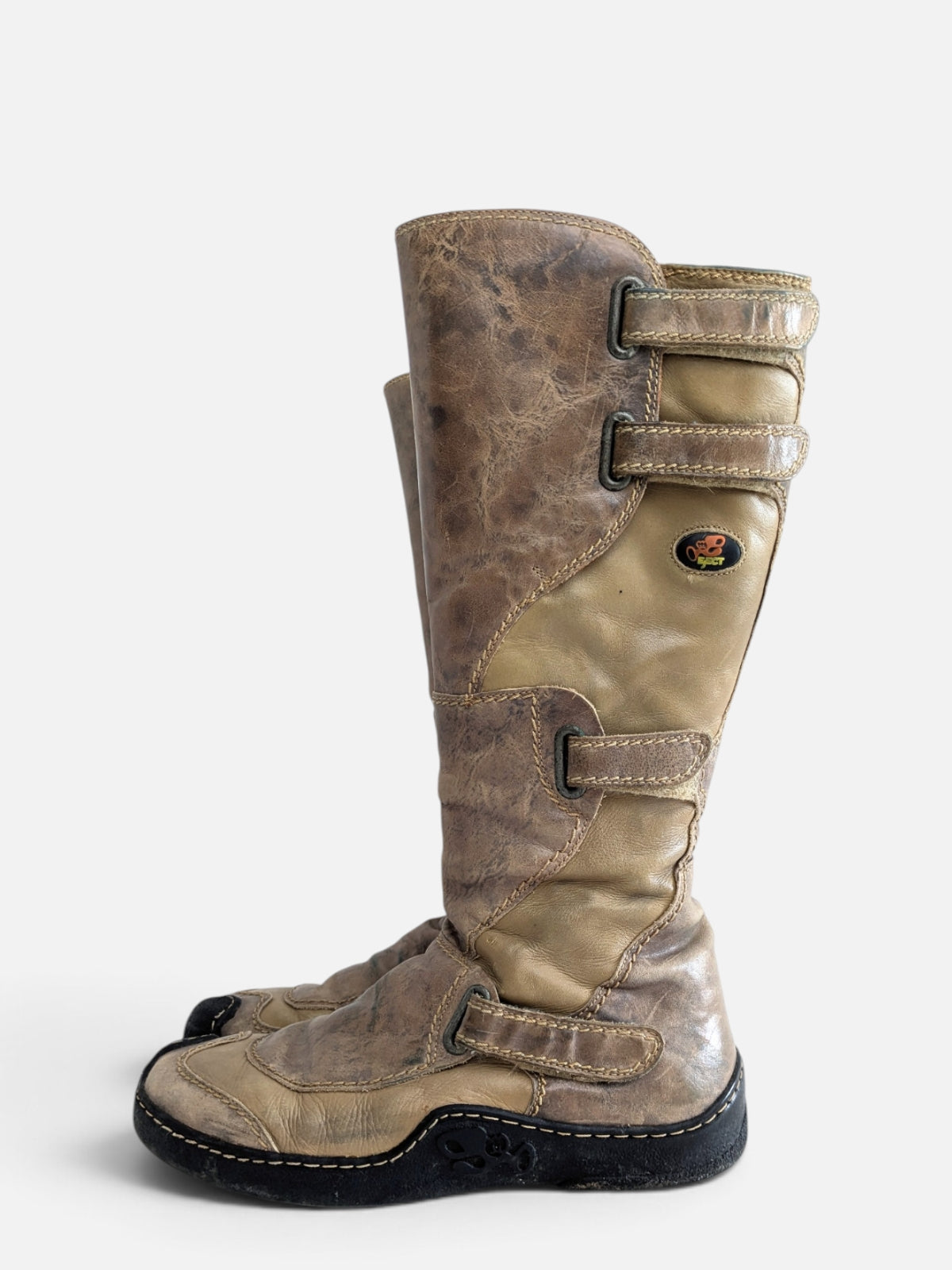 Vintage cyber multi-strap leather boots (2000s)