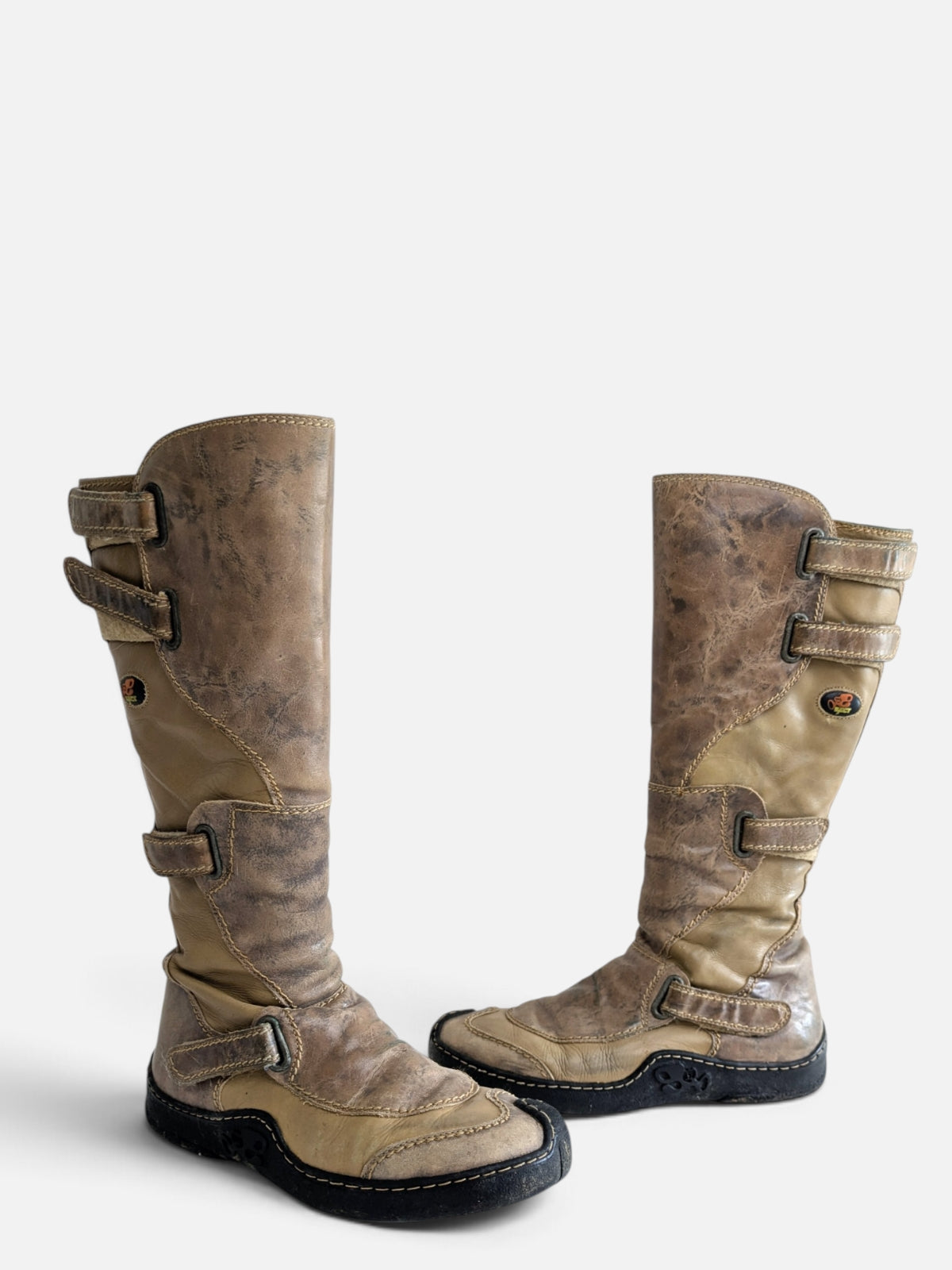 Vintage cyber multi-strap leather boots (2000s)
