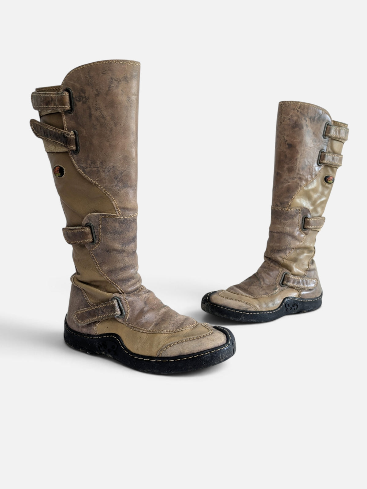 Vintage cyber multi-strap leather boots (2000s)