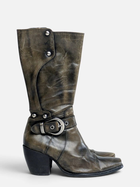 Vintage western/ biker leather boots (2000s)