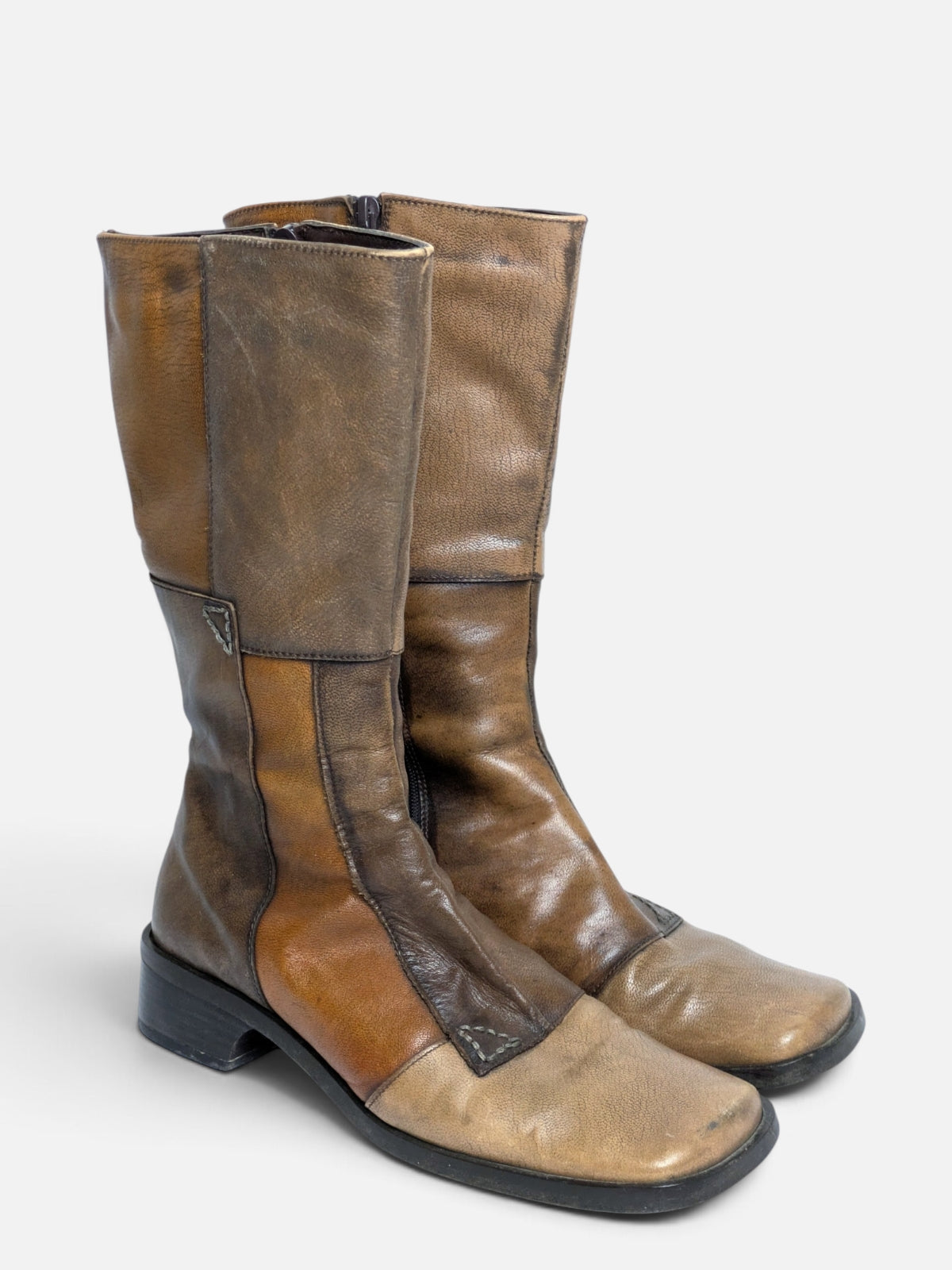 Vintage patchwork leather boots (90s)