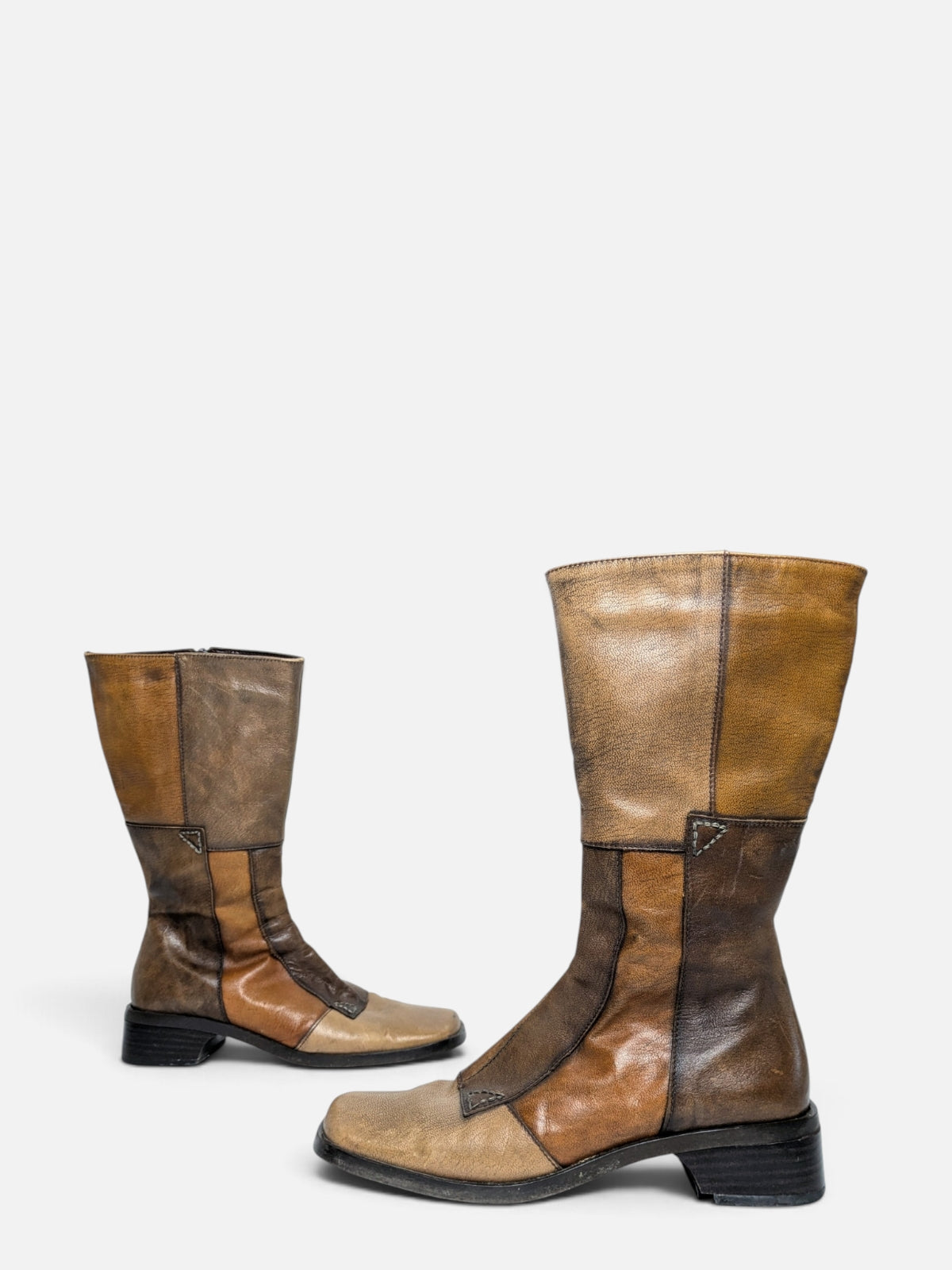 Vintage patchwork leather boots (90s)