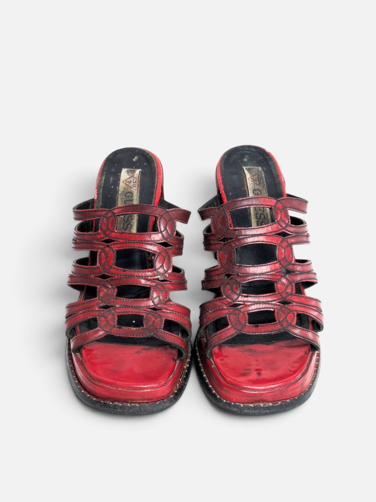 Guess block heel leather sandals (90s)