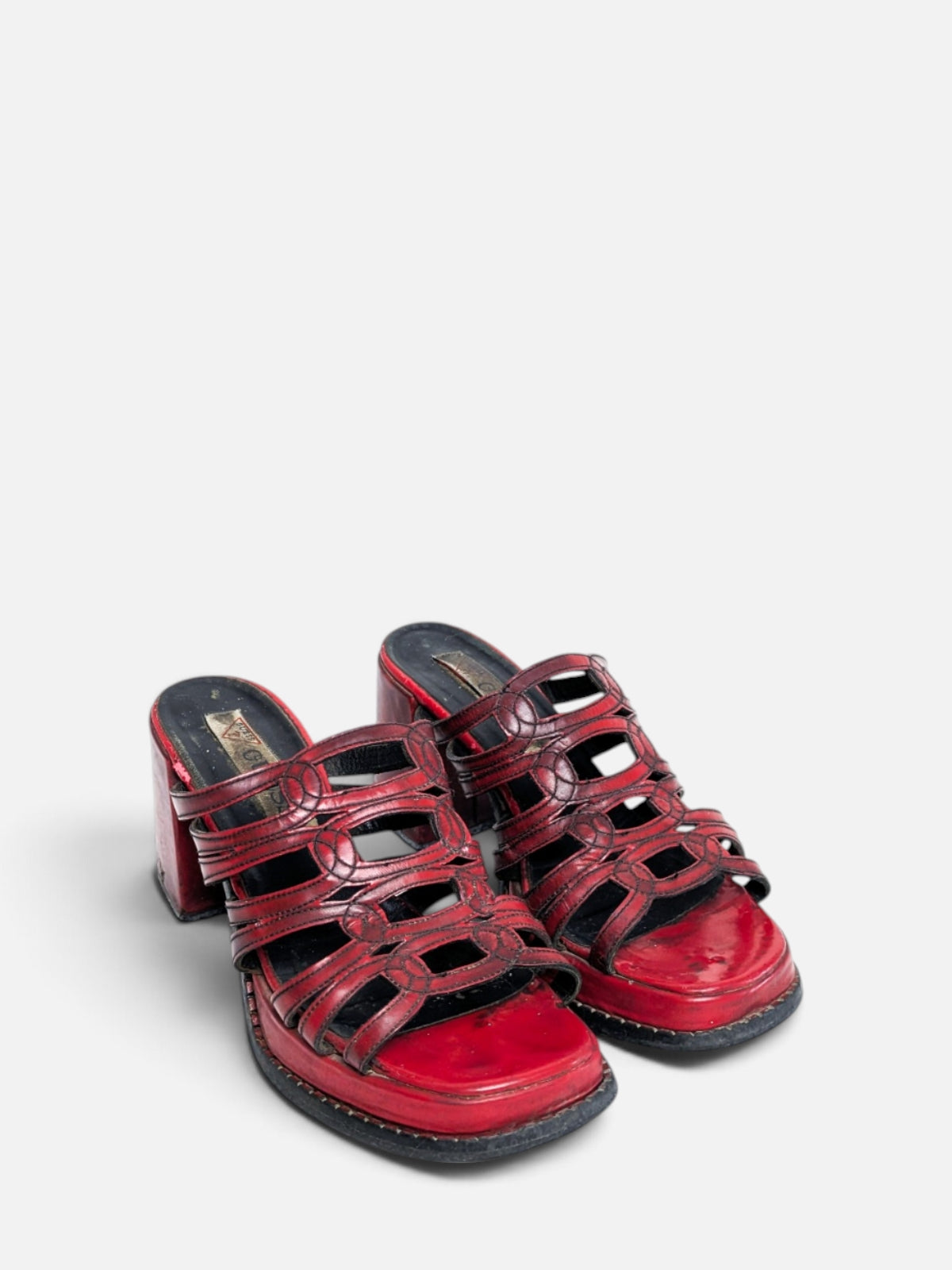 Guess block heel leather sandals (90s)