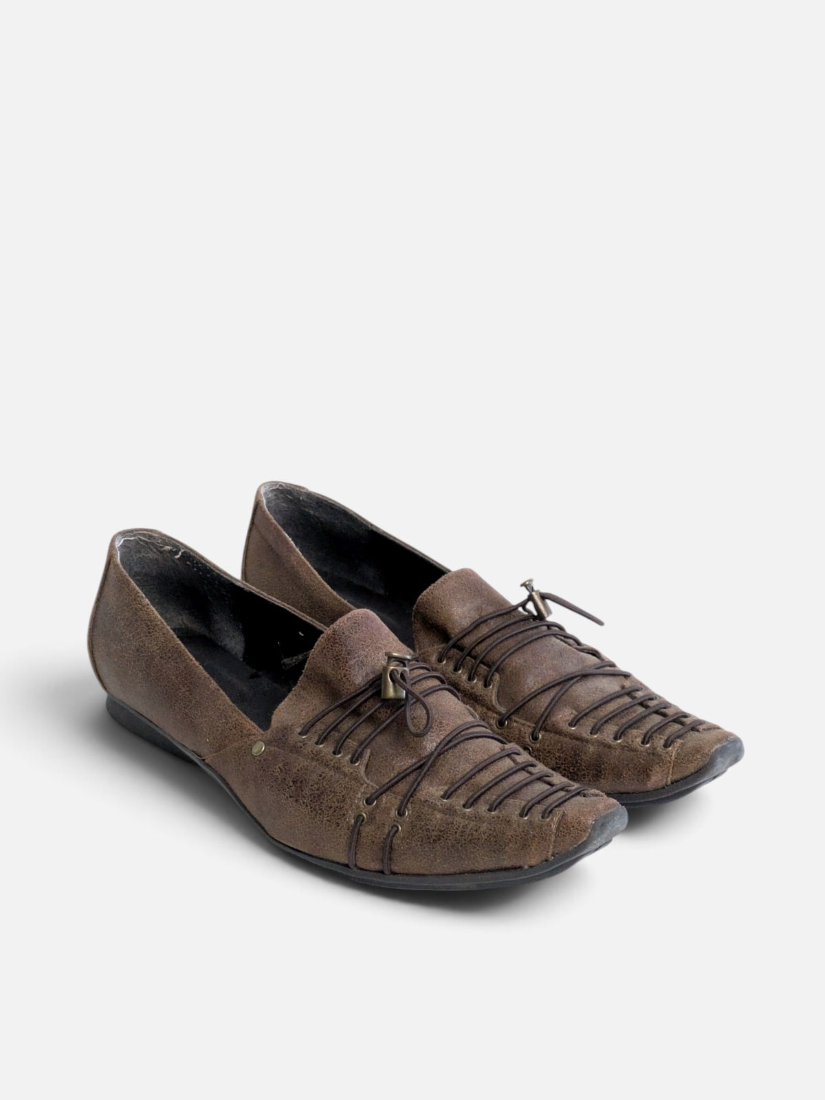 Jacqueline Riu woven lace-up pointy flats (2000s)