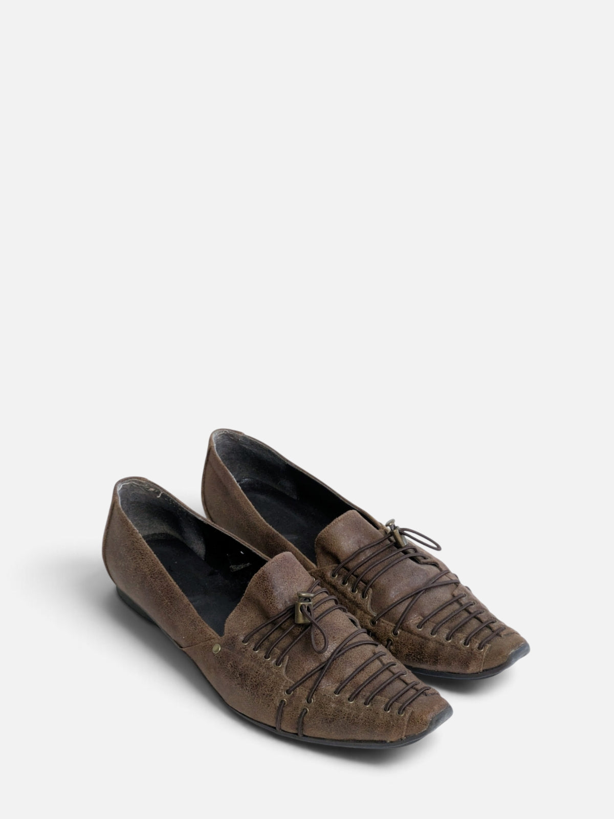 Jacqueline Riu woven lace-up pointy flats (2000s)
