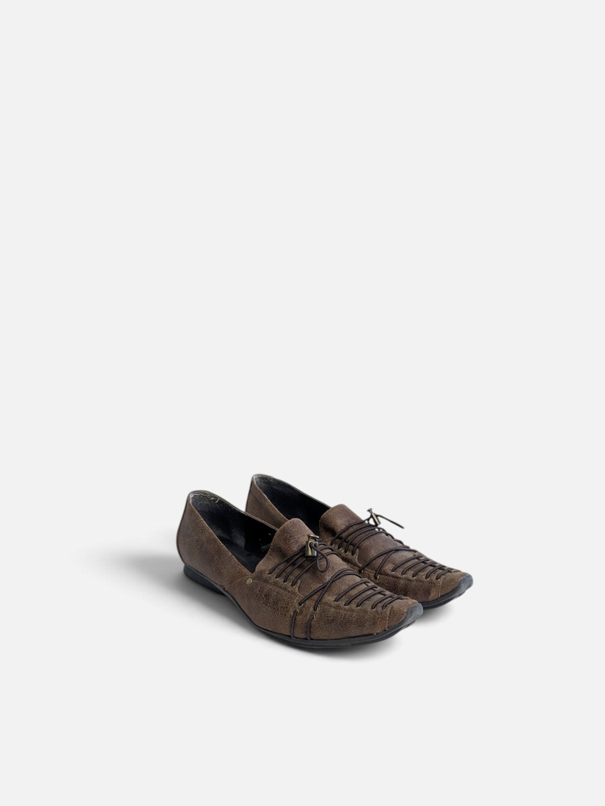Jacqueline Riu woven lace-up pointy flats (2000s)