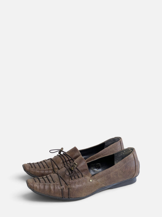 Jacqueline Riu woven lace-up pointy flats (2000s)