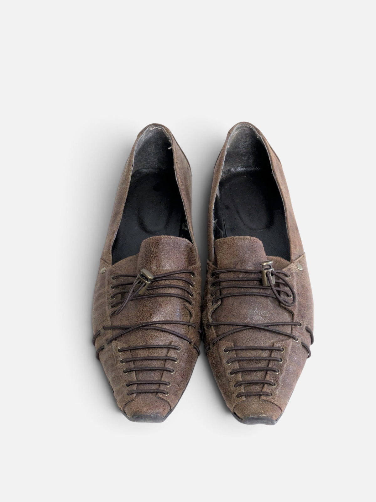Jacqueline Riu woven lace-up pointy flats (2000s)