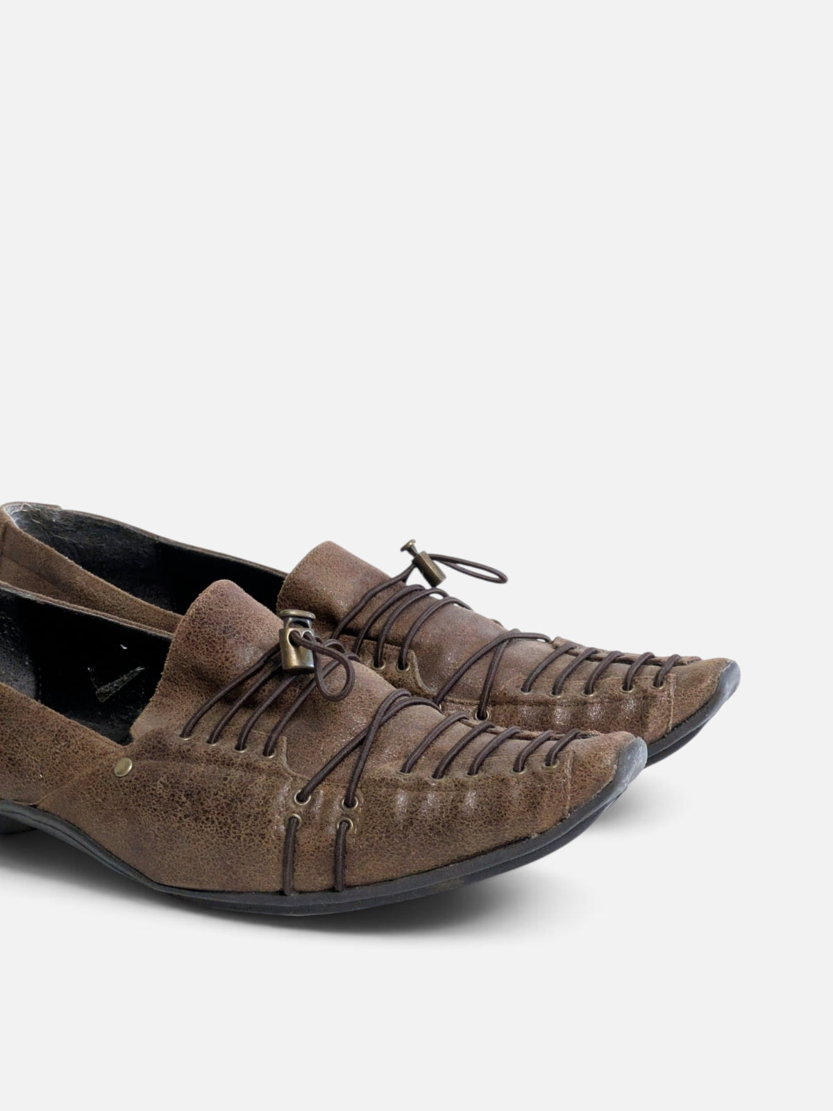 Jacqueline Riu woven lace-up pointy flats (2000s)
