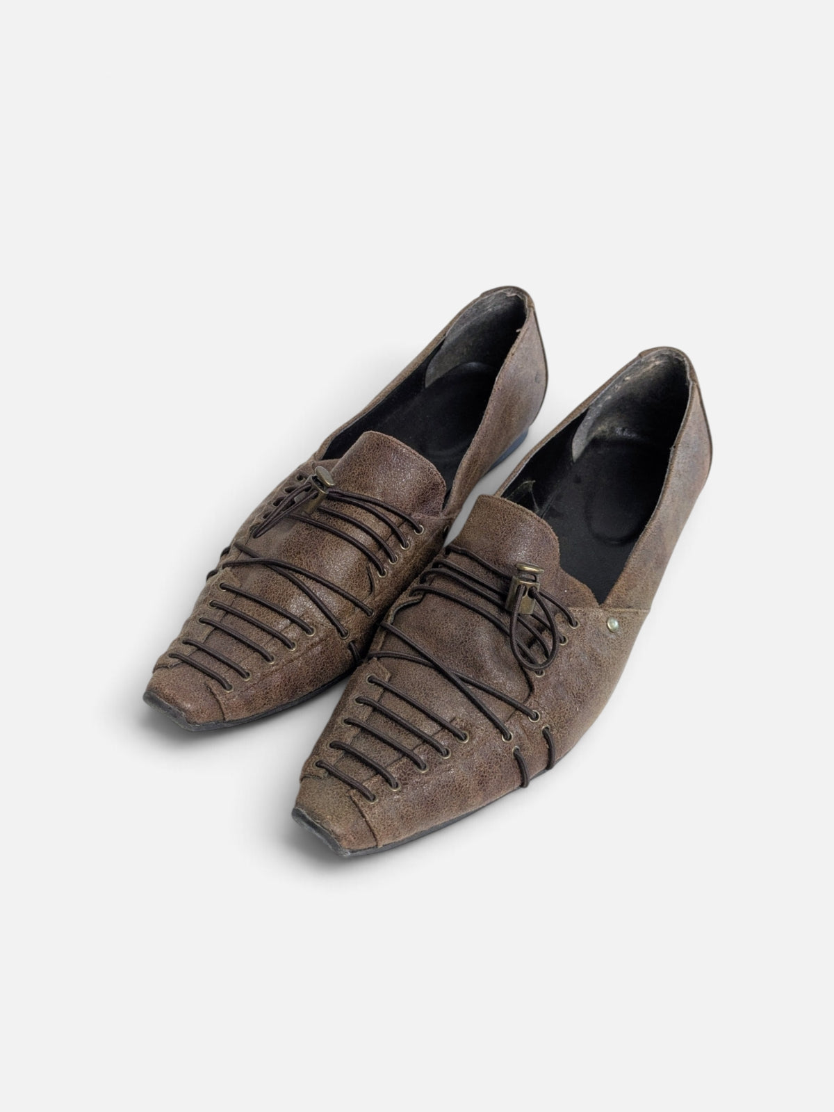 Jacqueline Riu woven lace-up pointy flats (2000s)