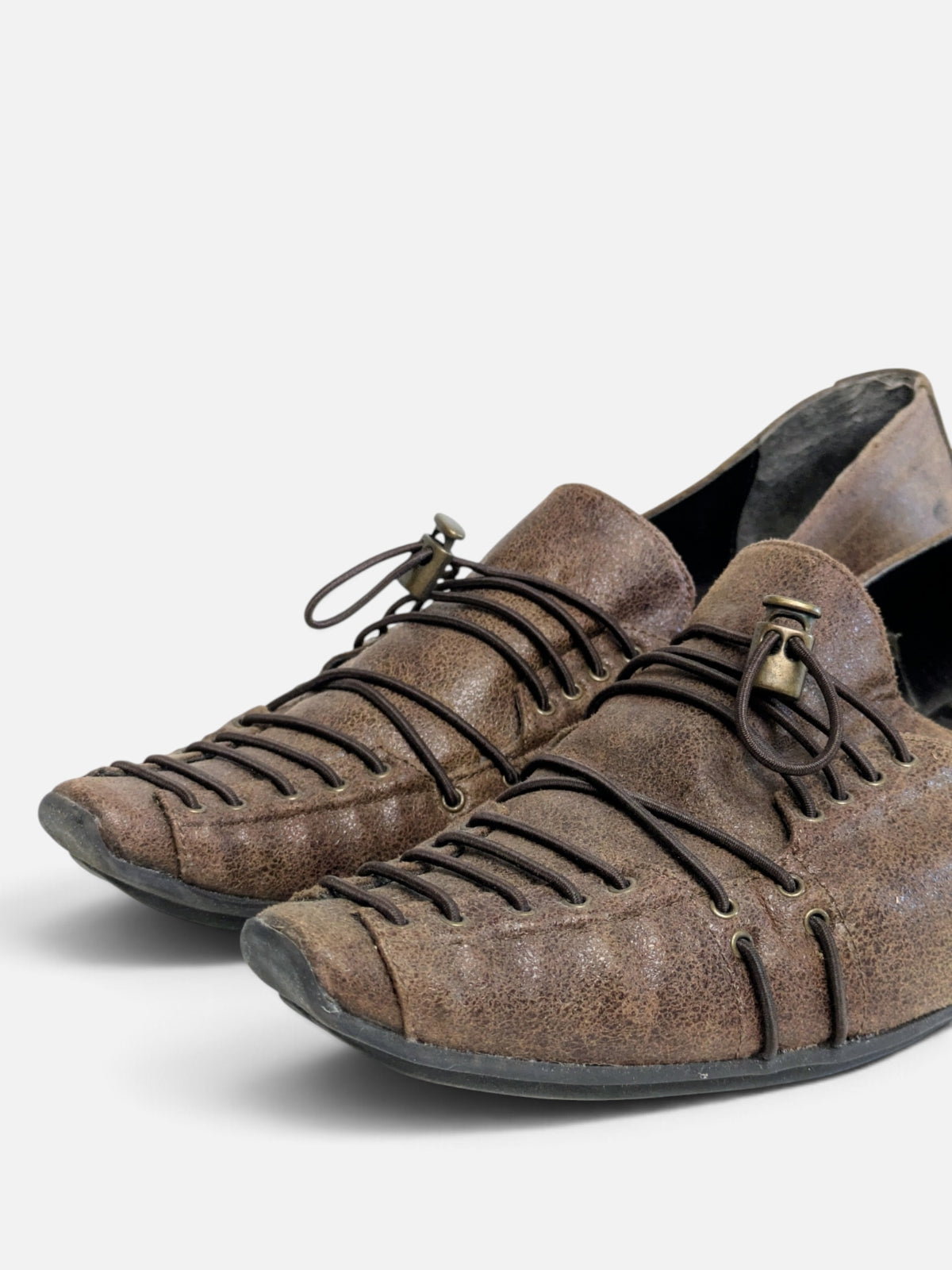 Jacqueline Riu woven lace-up pointy flats (2000s)
