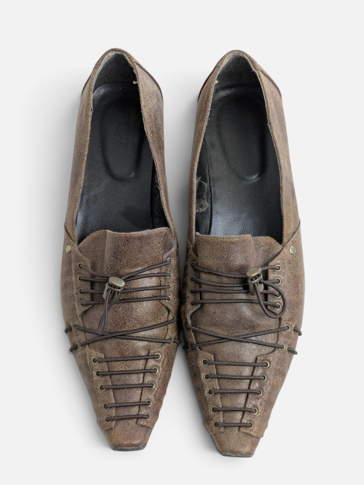 Jacqueline Riu woven lace-up pointy flats (2000s)