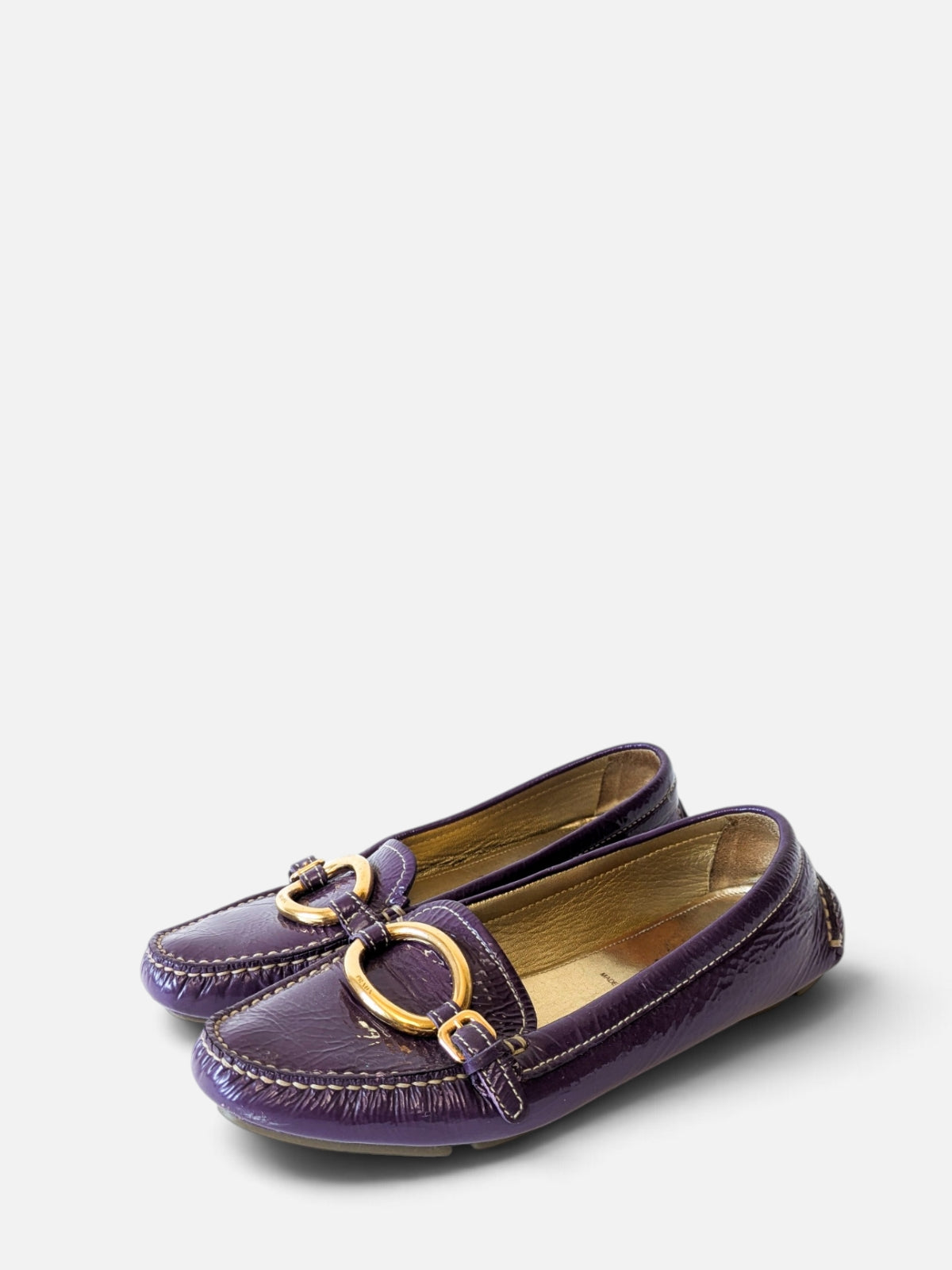 Prada purple patent leather loafers (2000s)