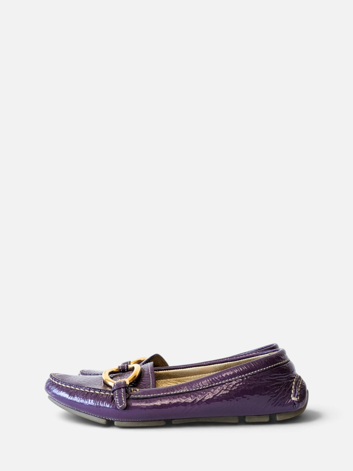 Prada purple patent leather loafers (2000s)