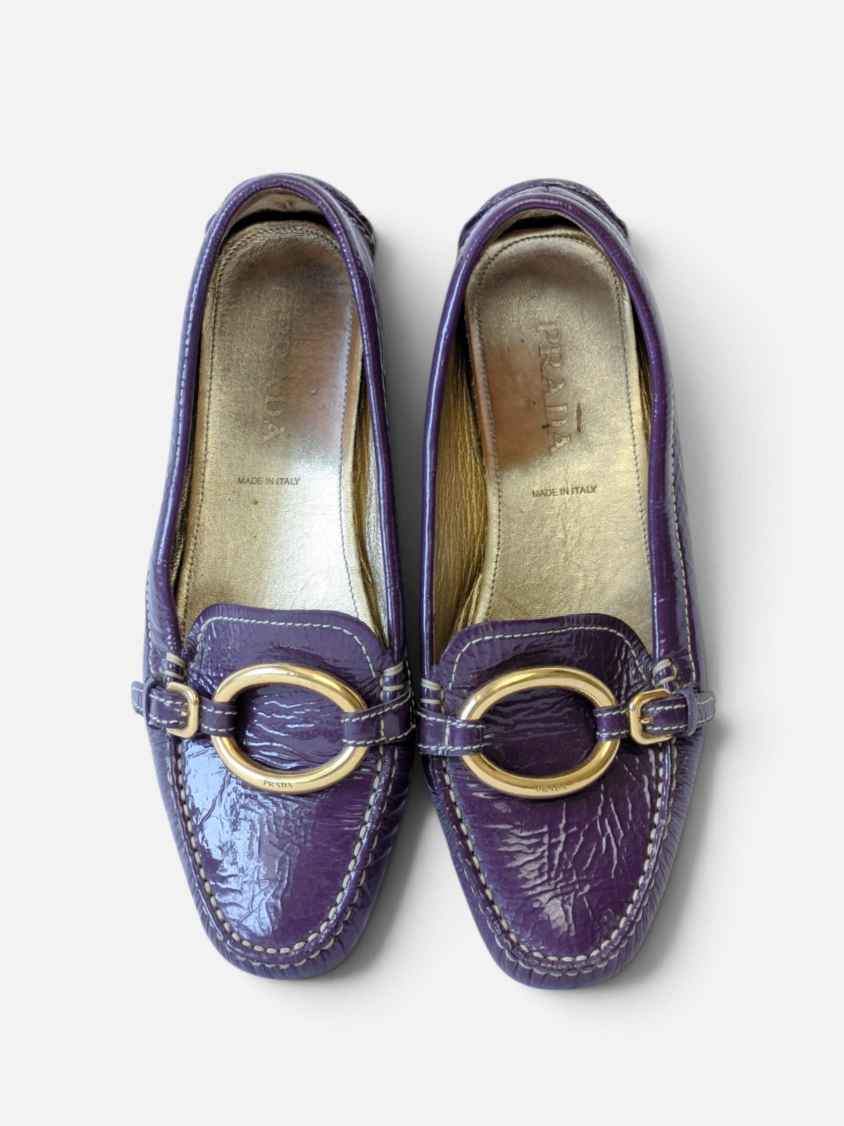 Prada purple patent leather loafers (2000s)