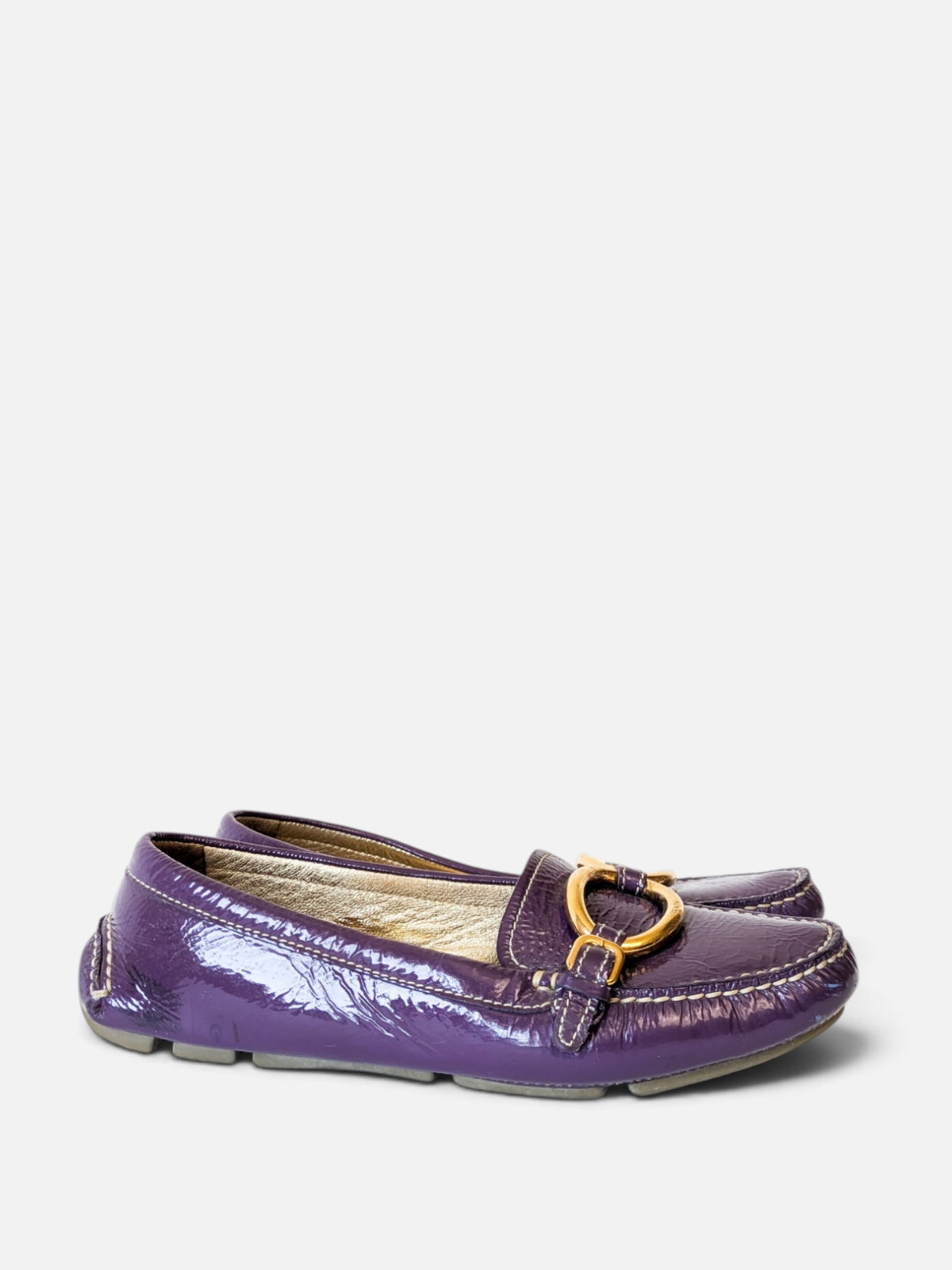 Prada purple patent leather loafers (2000s)