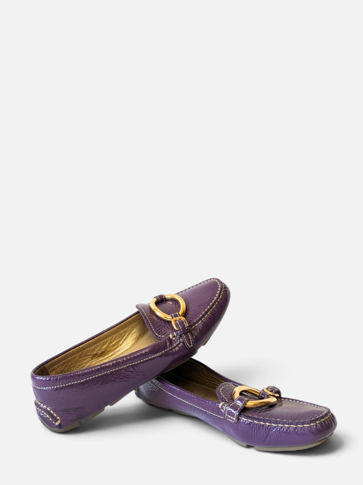 Prada purple patent leather loafers (2000s)