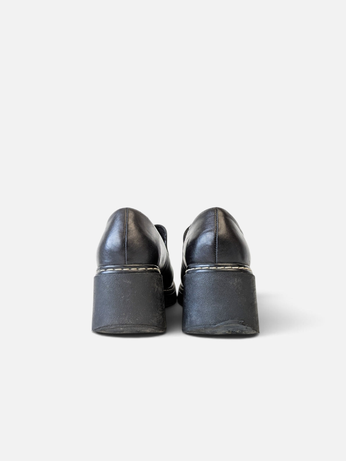 Black square toe wedge loafers (2000s)