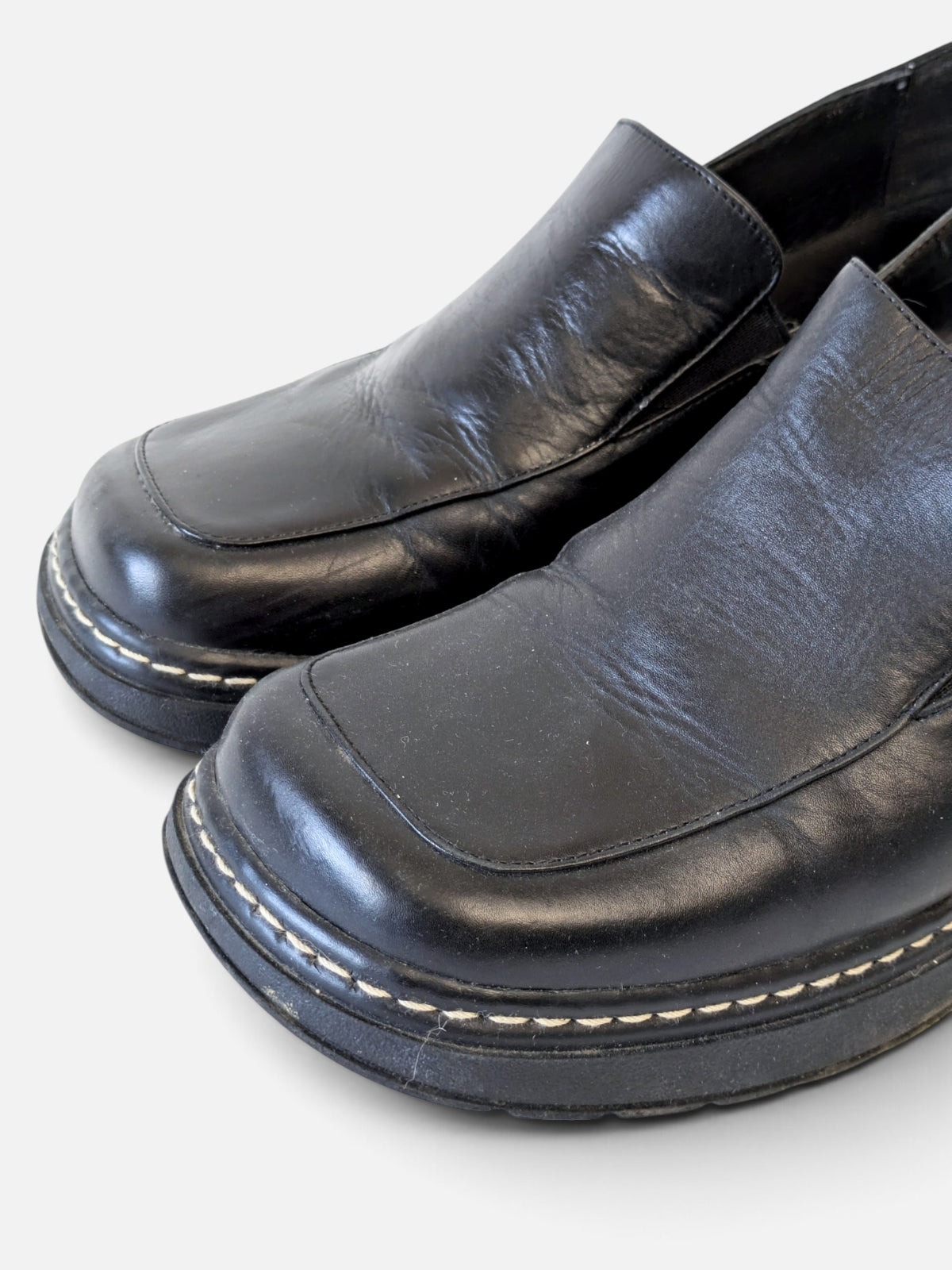 Black square toe wedge loafers (2000s)