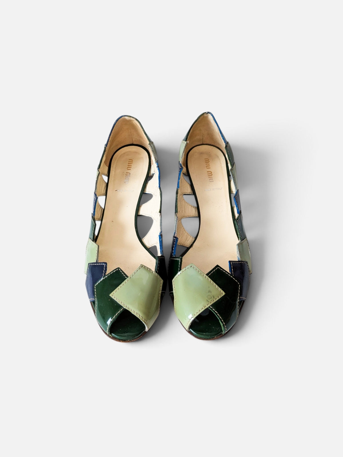 Miu Miu patchwork patent leather sandals (2000s)