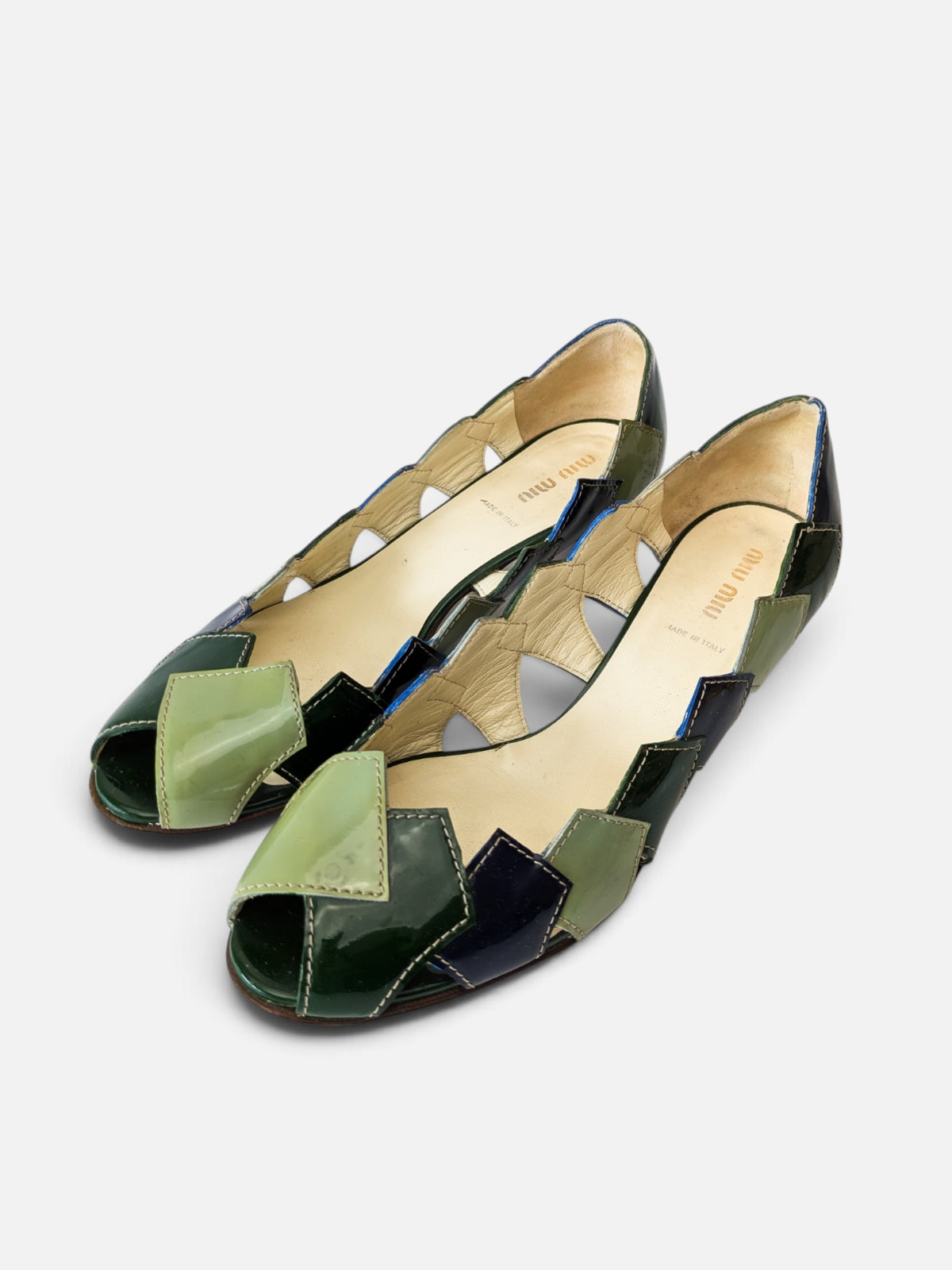 Miu Miu patchwork patent leather sandals (2000s)