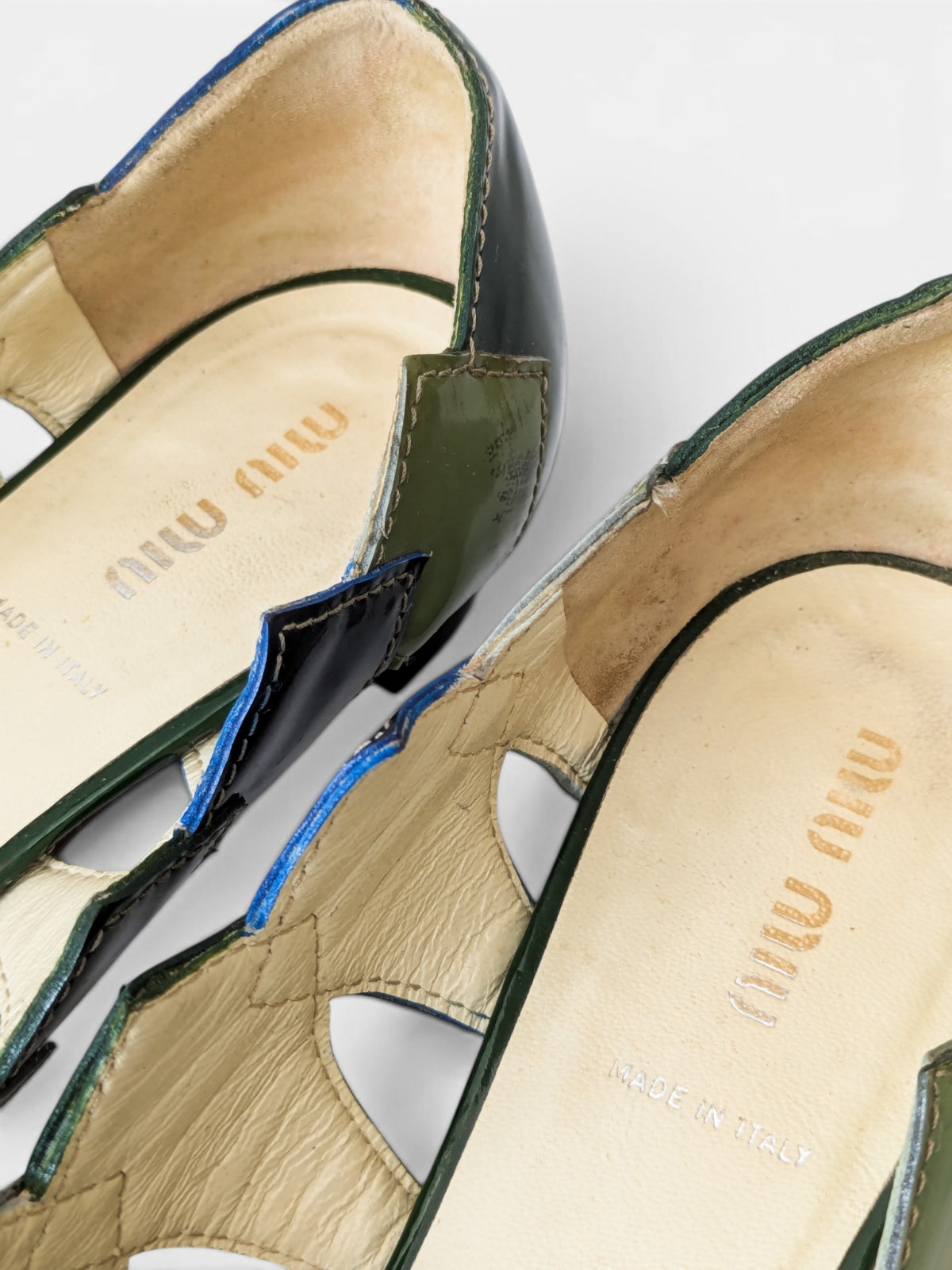 Miu Miu patchwork patent leather sandals (2000s)