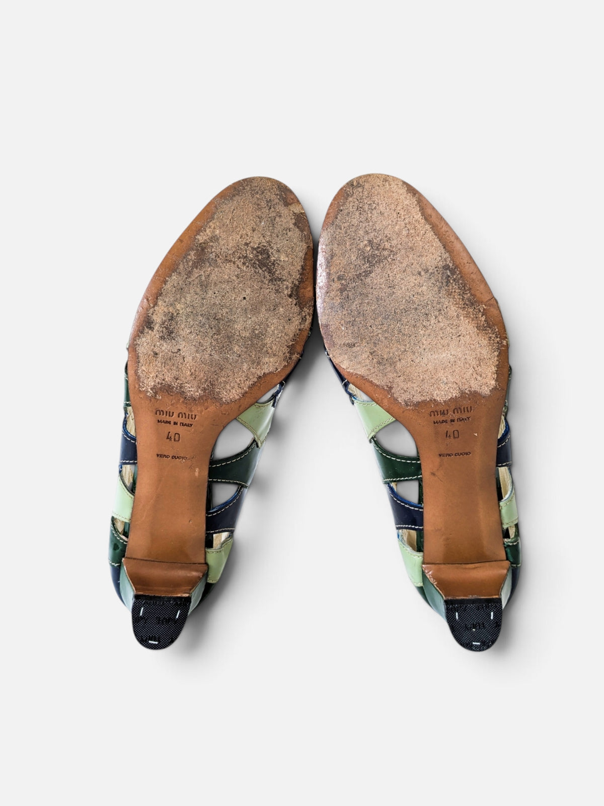 Miu Miu patchwork patent leather sandals (2000s)