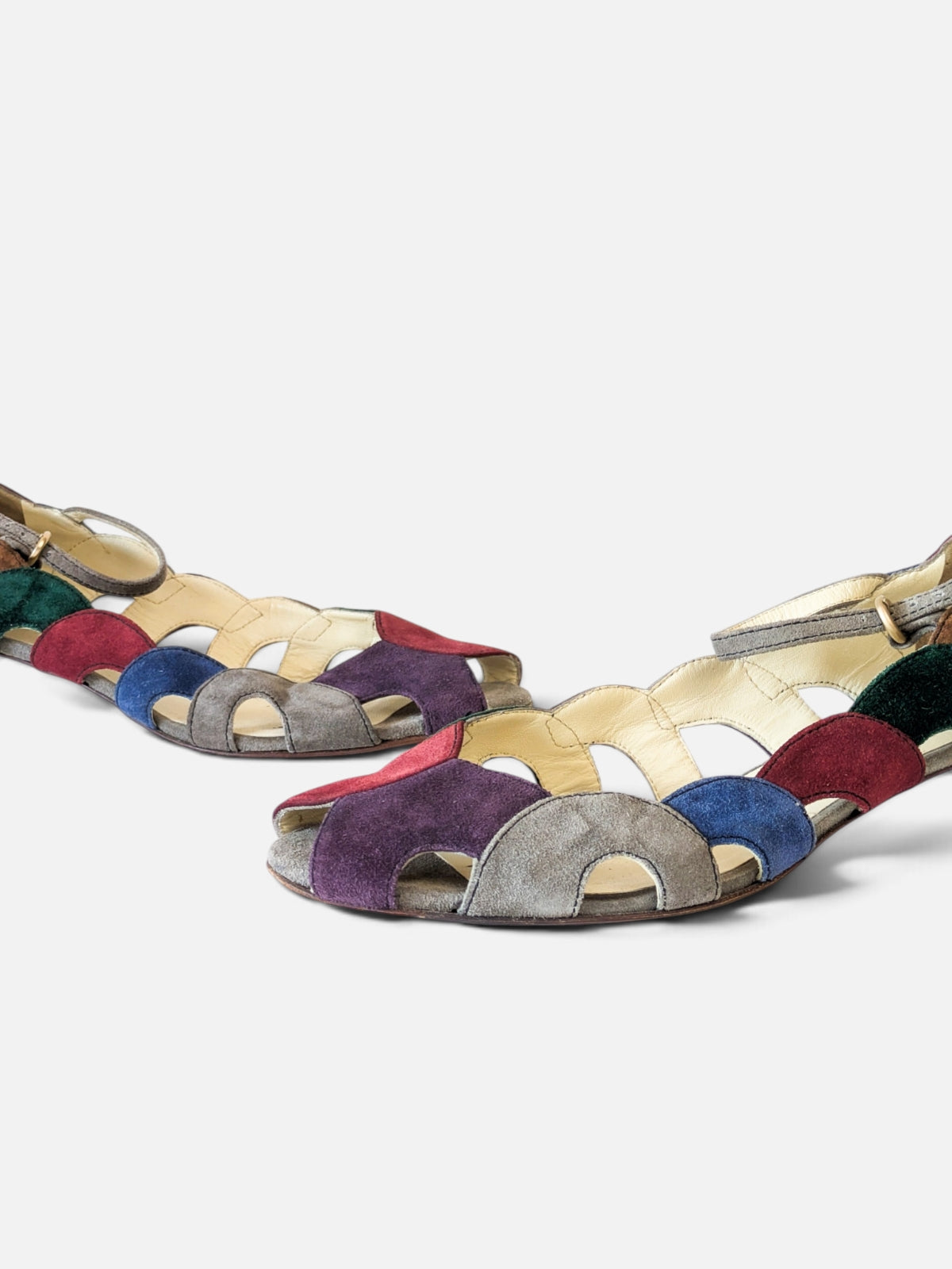 Miu Miu suede patchwork open-toe kitten heels