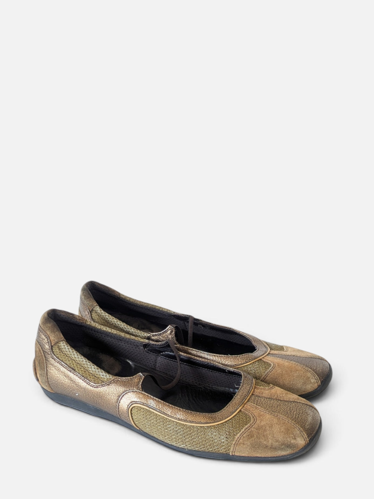 Prada metallic bronze slip-on ballerinas (1990s)