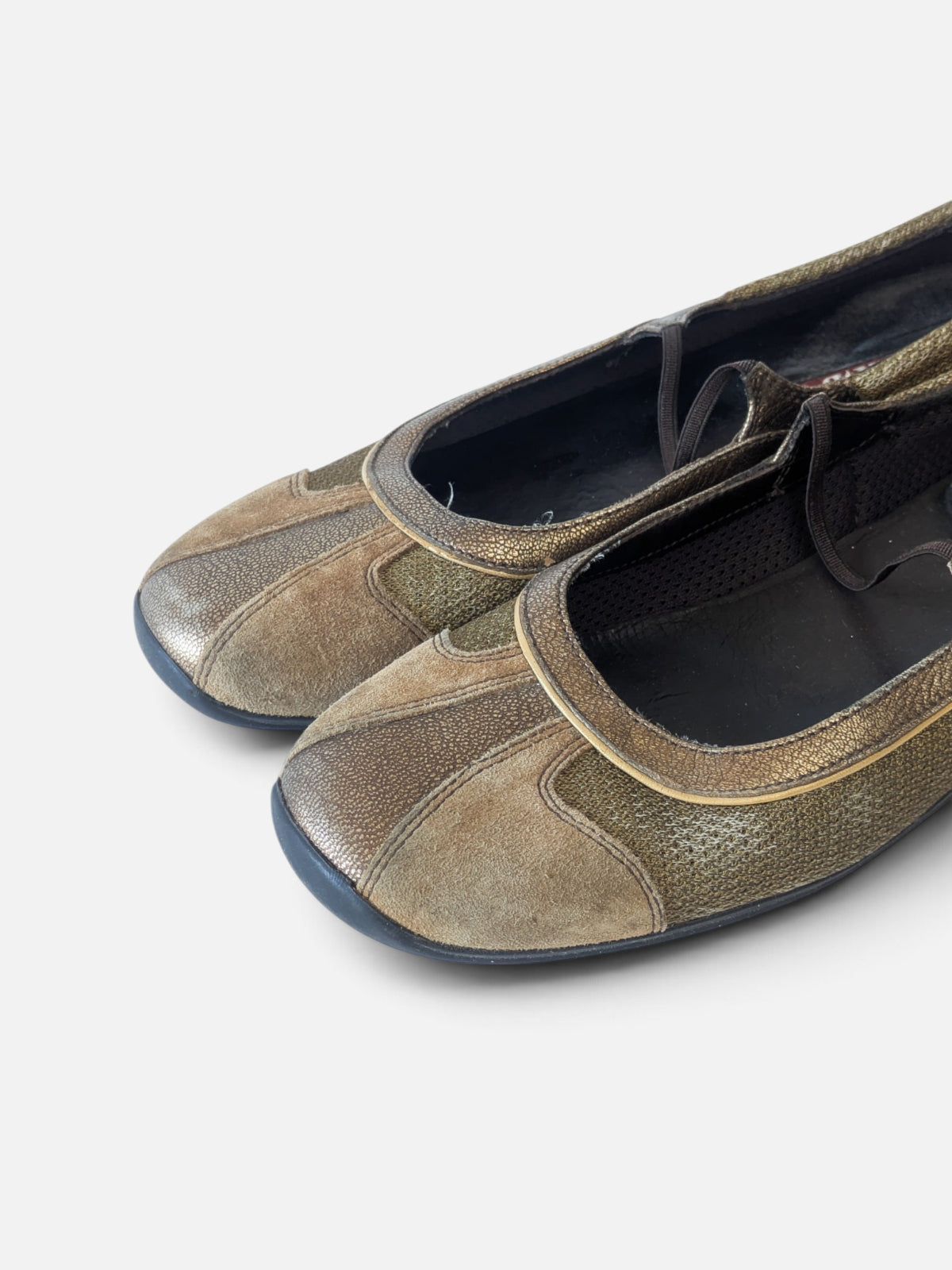 Prada metallic bronze slip-on ballerinas (1990s)